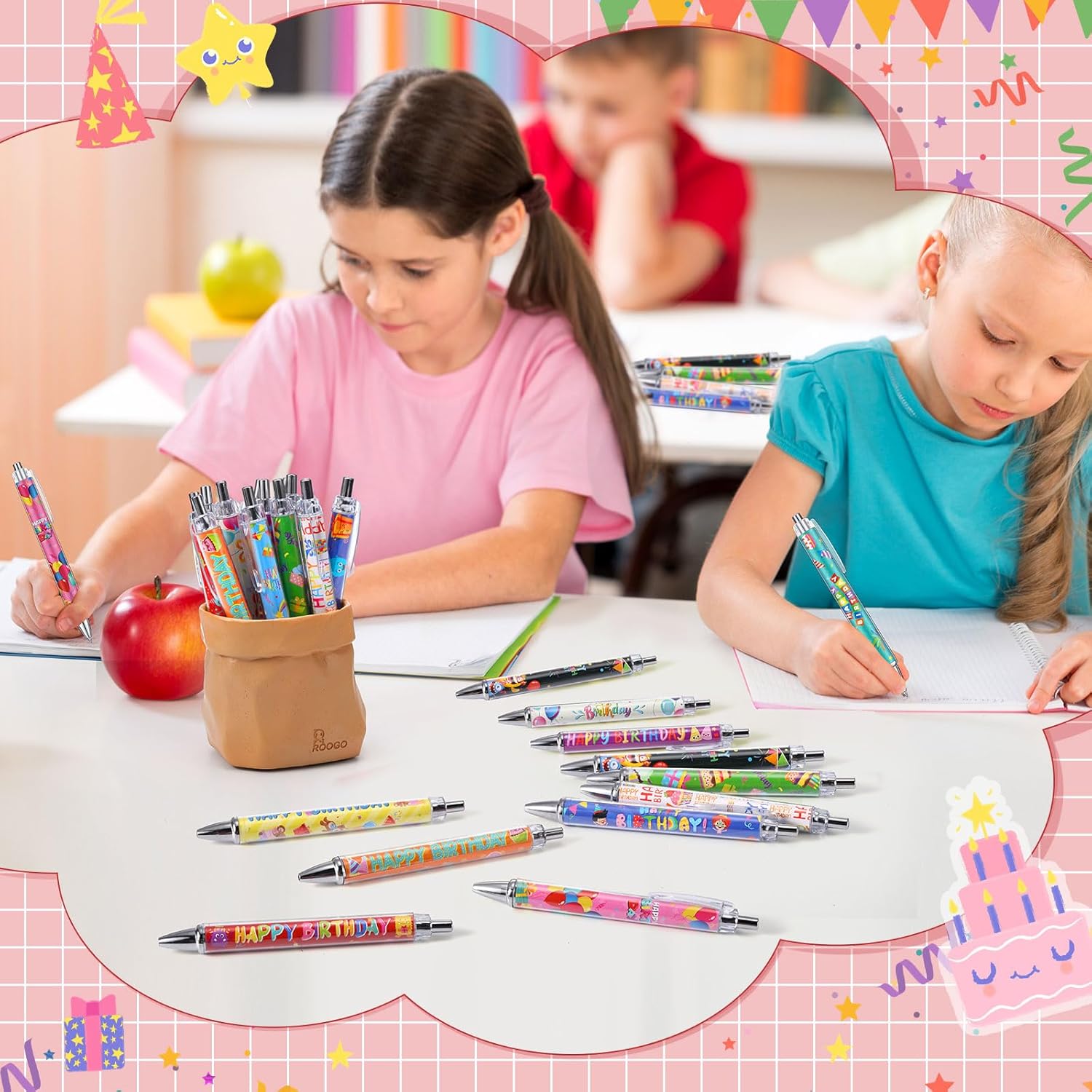 Cholemy 96 Pcs Birthday Pens Bulk Happy Birthday Ballpoint Pens