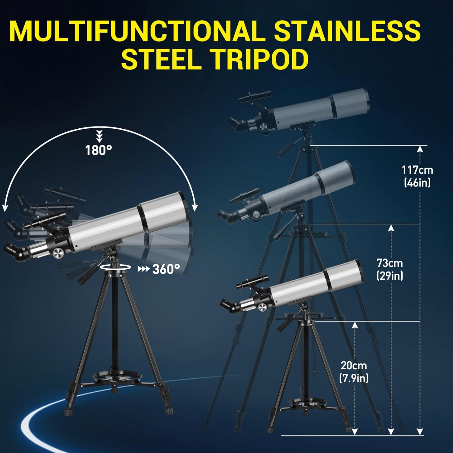 90mm Aperture Refractor Telescope with 2 Eyepieces Carry Bag Phone Adapter