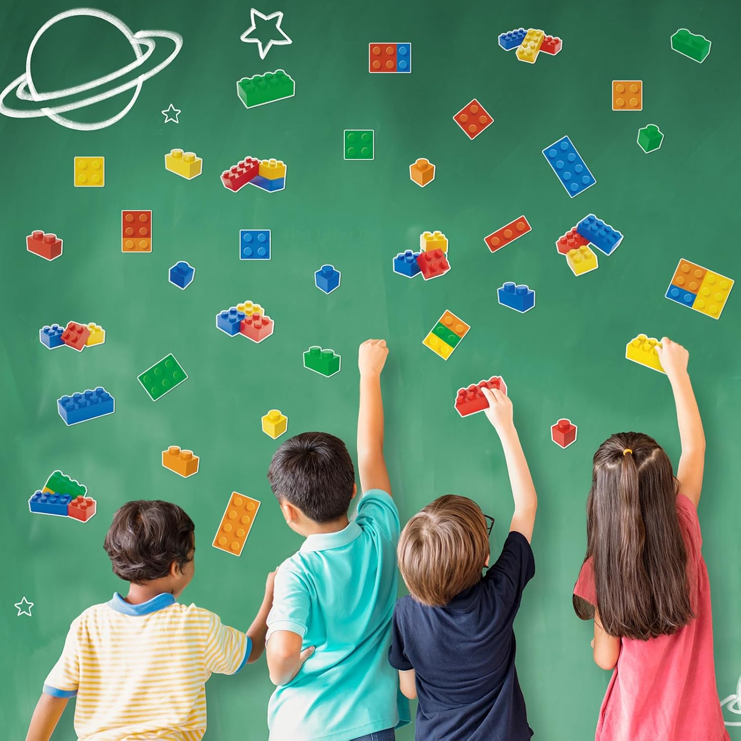 Seajan 72 Pcs Building Blocks Wall Cutouts Decorations