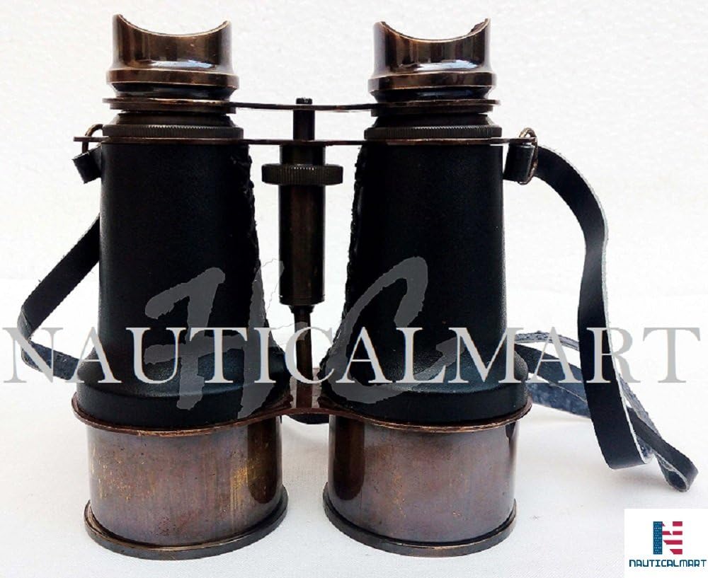 NauticalMart Marine Brass Binocular with Leather Strap