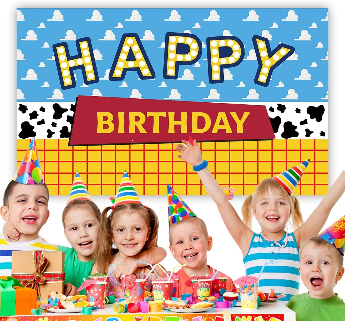 Cartoon Story Birthday Backdrop 5X3FT