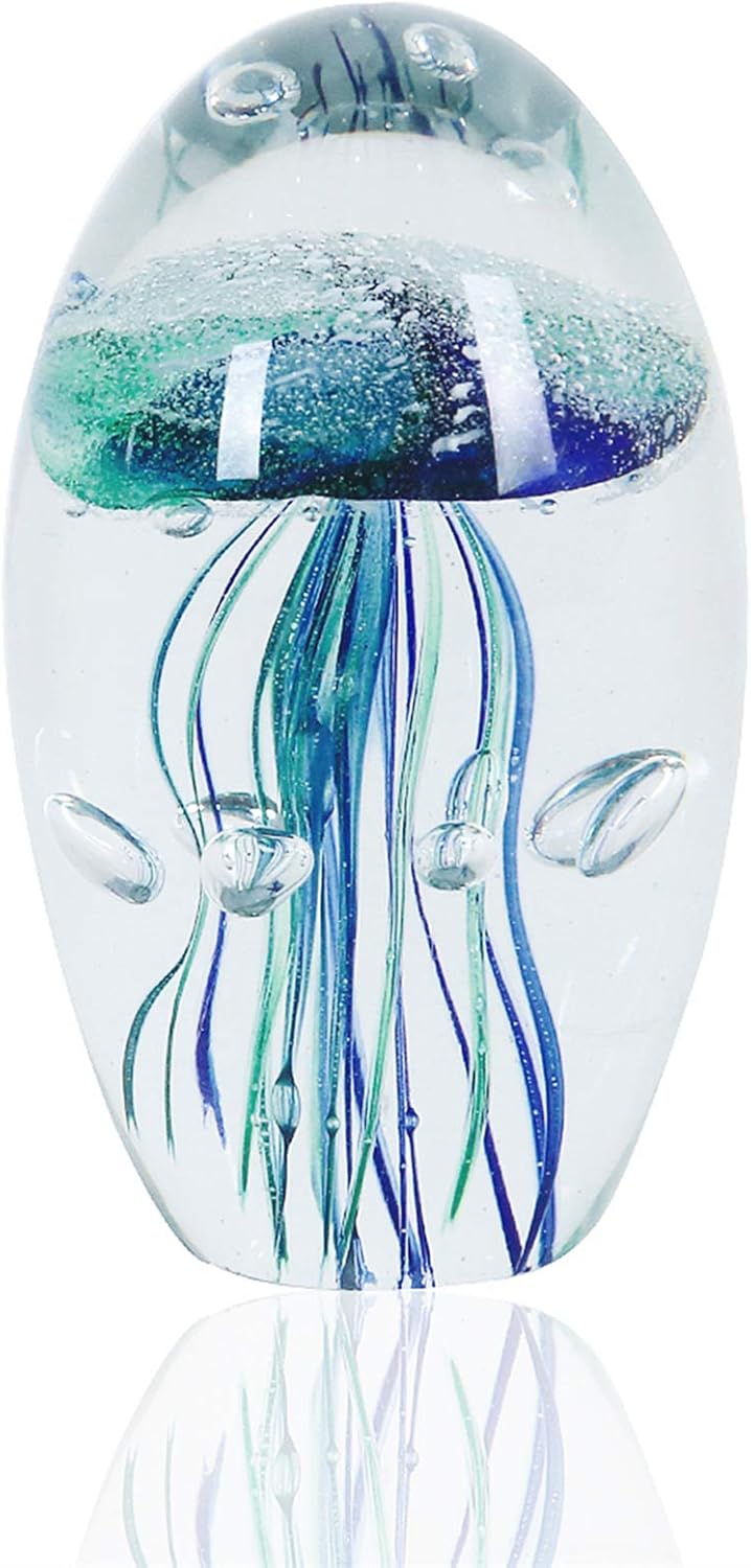 Eustuma Hand Blown Glass Jellyfish Ornament