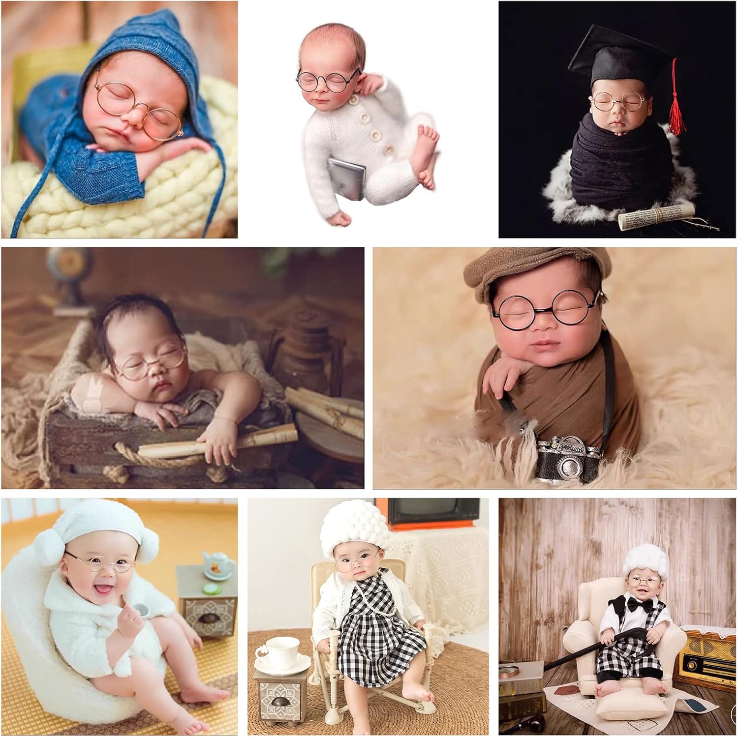 Newborn Photography Props Fake Glasses Halloween Santa Cosplay