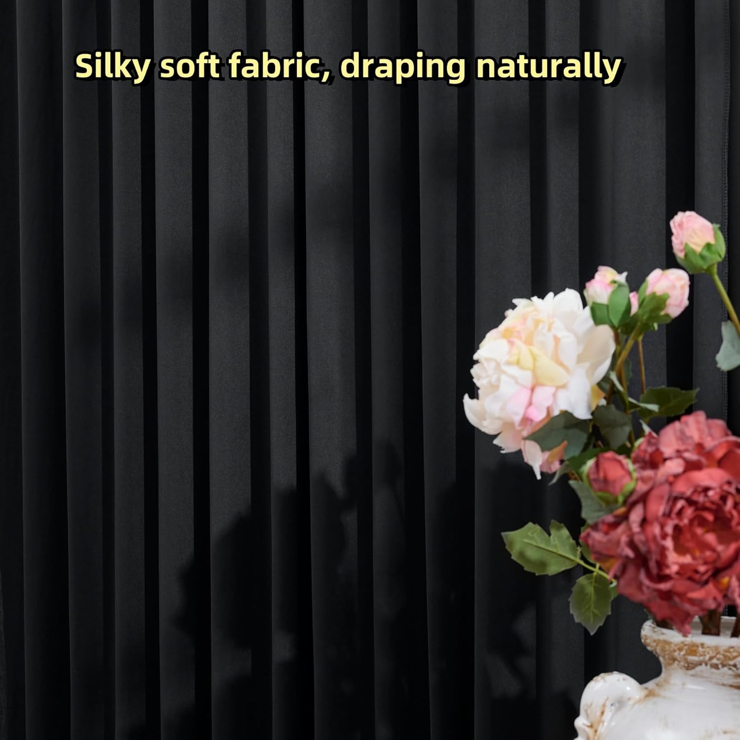10ft x 12ft Wrinkle Free Black Backdrop Curtain 2 Panels