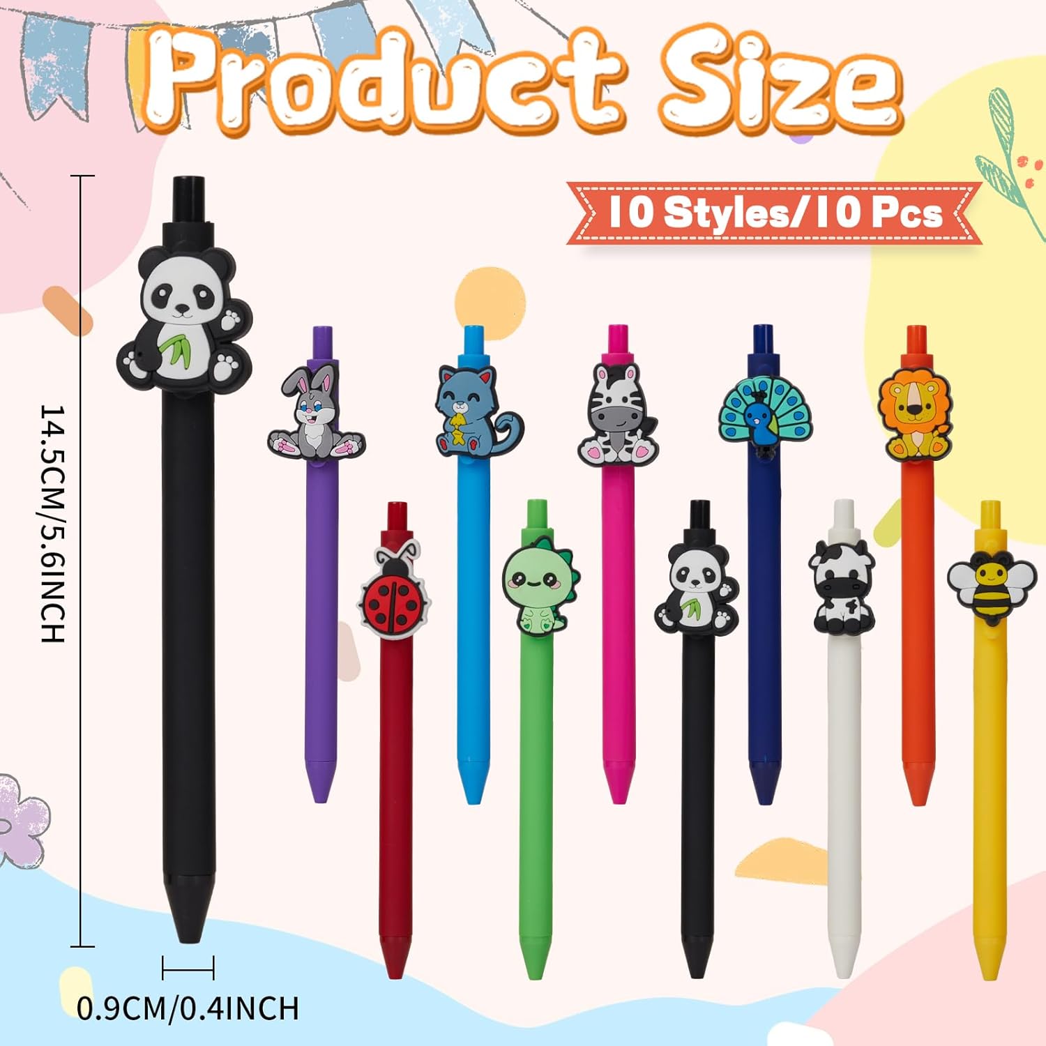 10 Pcs Cute Cartoon Animal Theme Ballpoint Pens