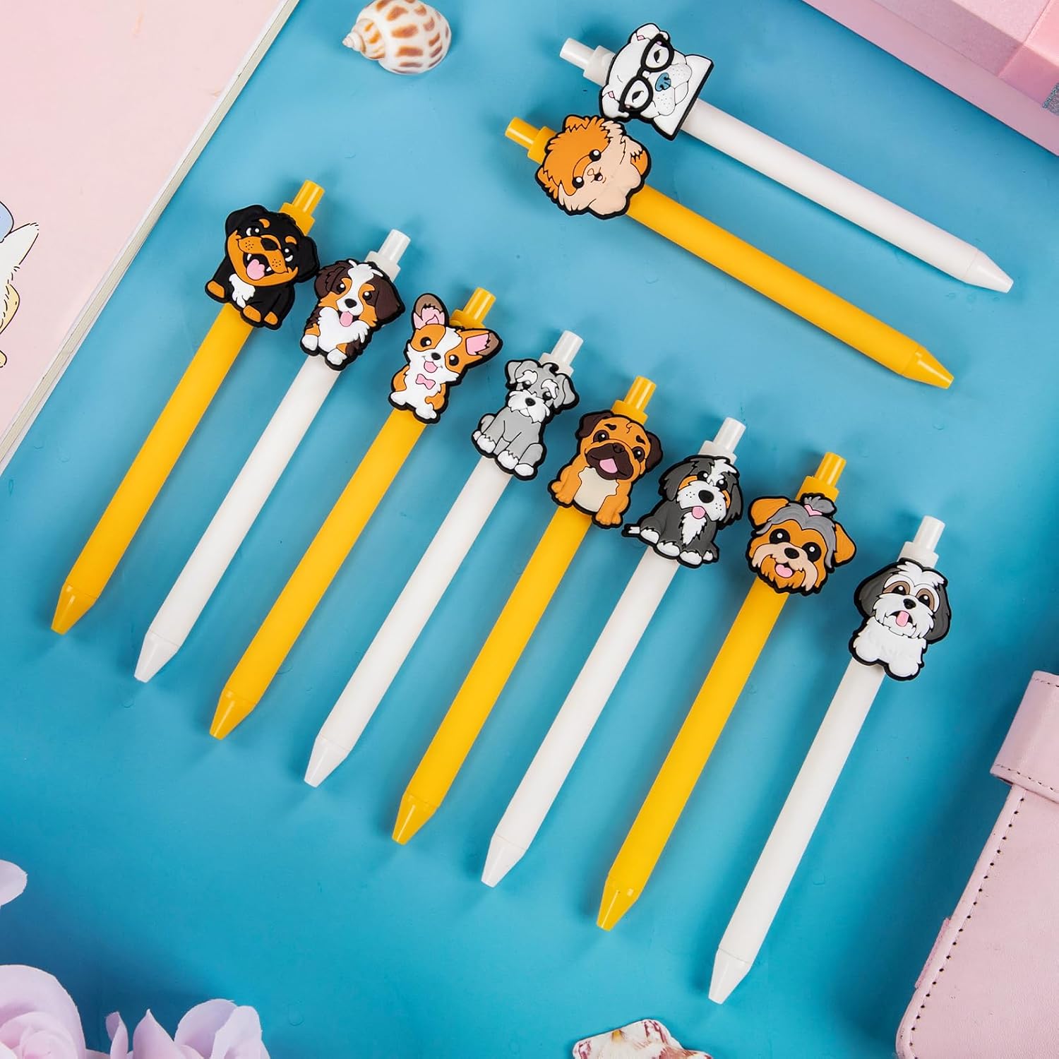 10 Piece Dog Themed Ballpoint Pen Set for Kids