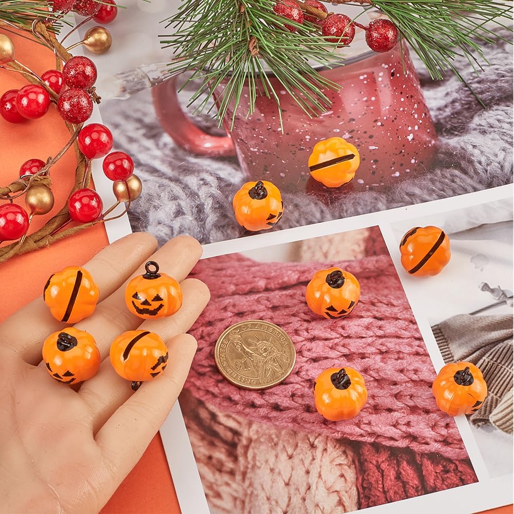 GORGECRAFT 20Pcs Mini Pumpkin Jingle Bell Beads