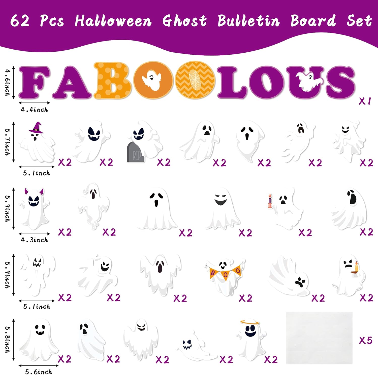 Haooryx Halloween Ghost Bulletin Board Decoration Set