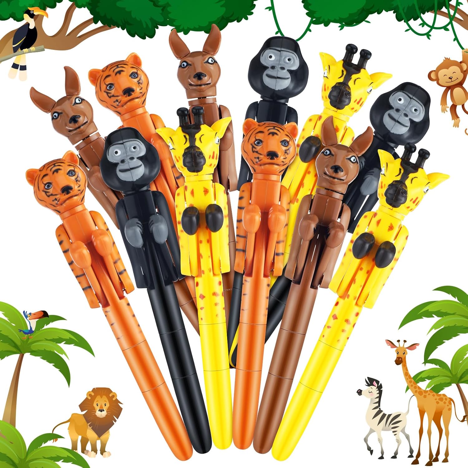12 Pcs Funny Animal Boxing Ballpoint Pens with Blue Ink
