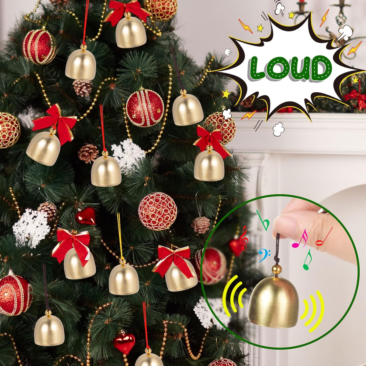 YGAOHF 12 Pcs Gold Bells with Hanging Rope