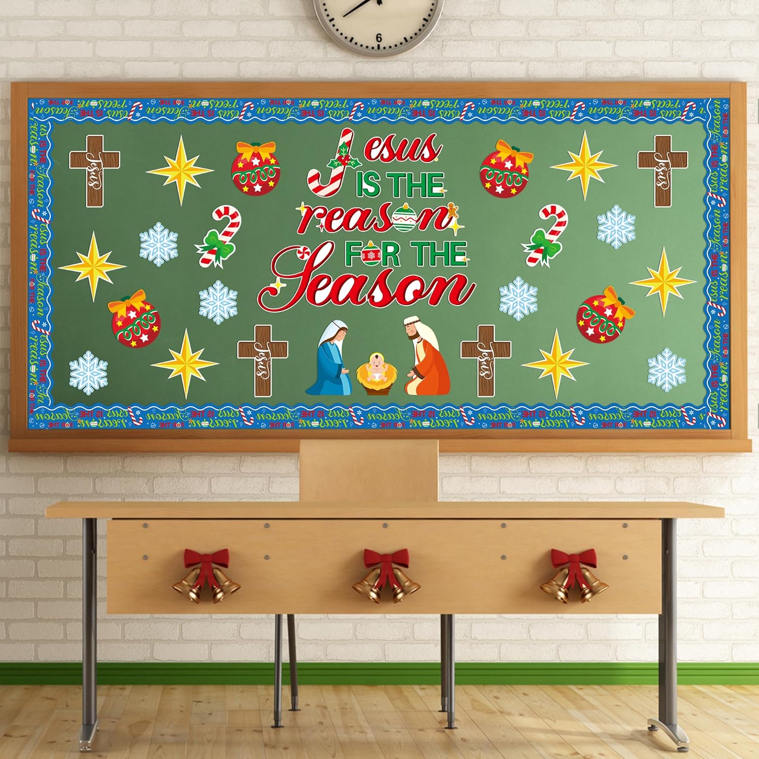 BeYumi 96Pcs Jesus Is The Reason Cutouts Bulletin Board Set