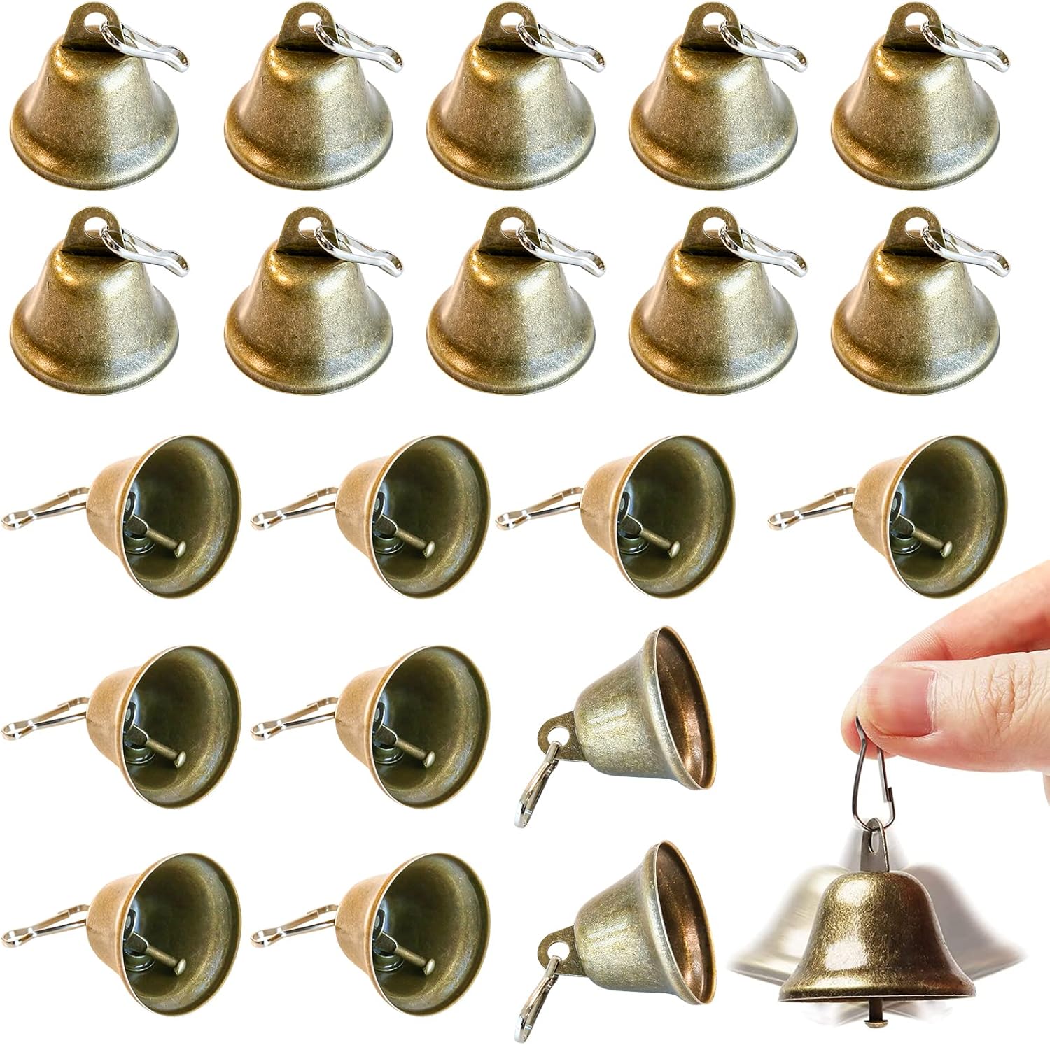 20PCS Brass Craft Bells with Spring Hooks