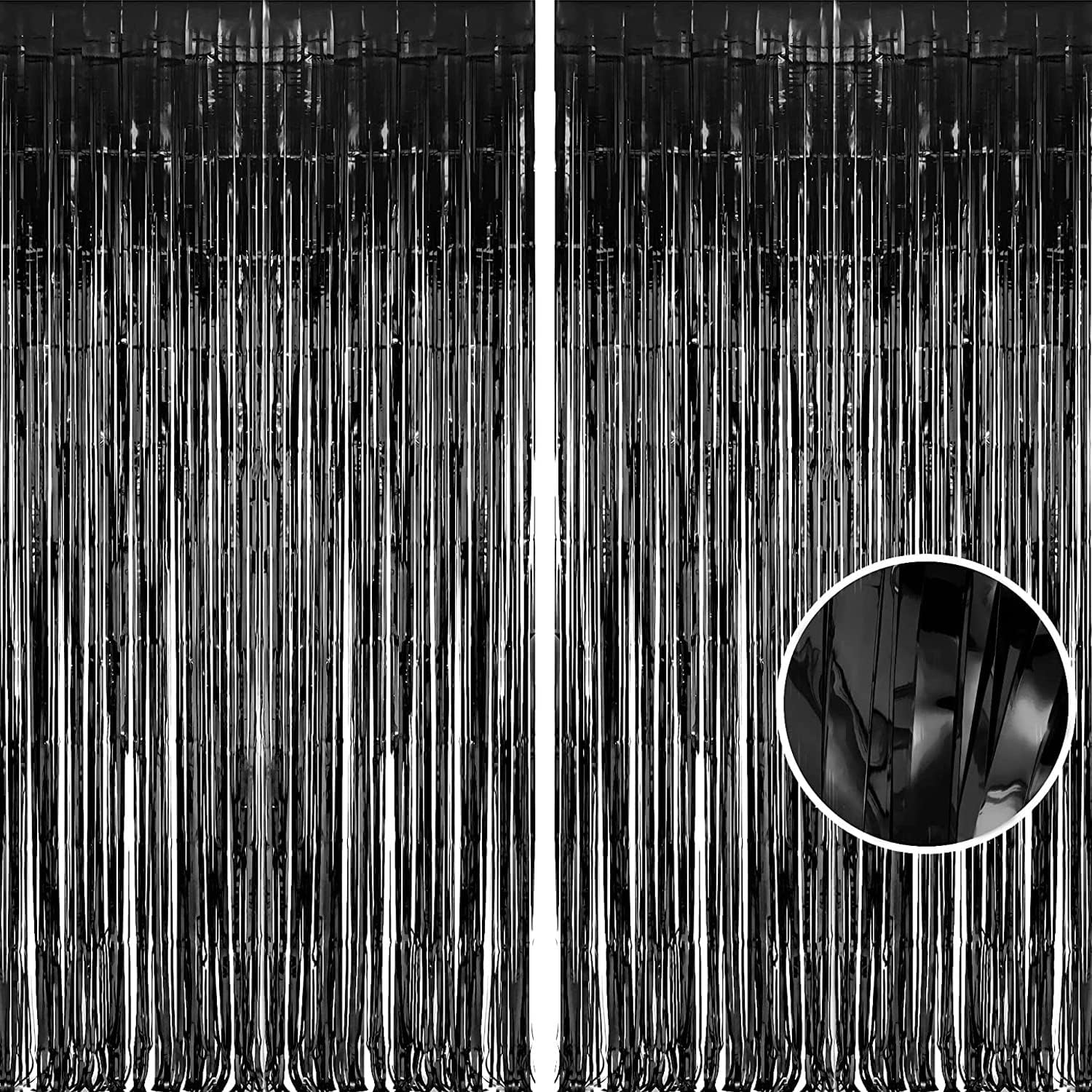 Foil Fringe Curtain Black Party Backdrop