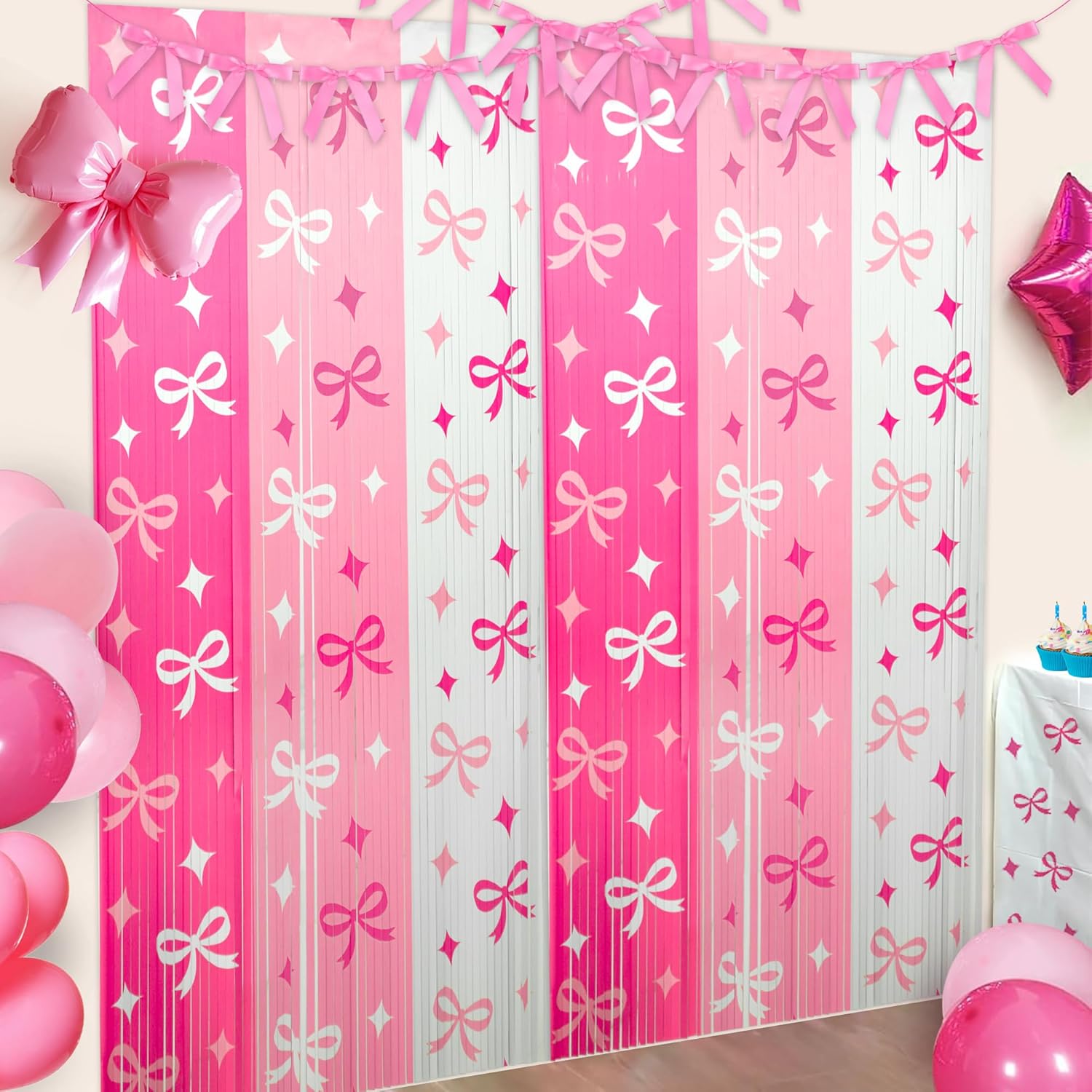 2 Pack Pink Bow Foil Streamer Party Decor