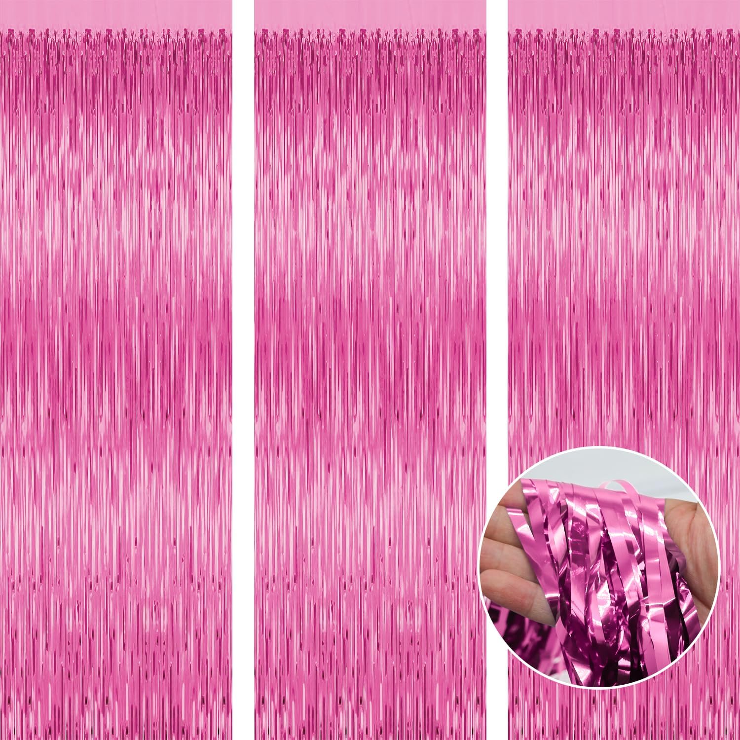 3 Pack Pink Tinsel Backdrop Decorations