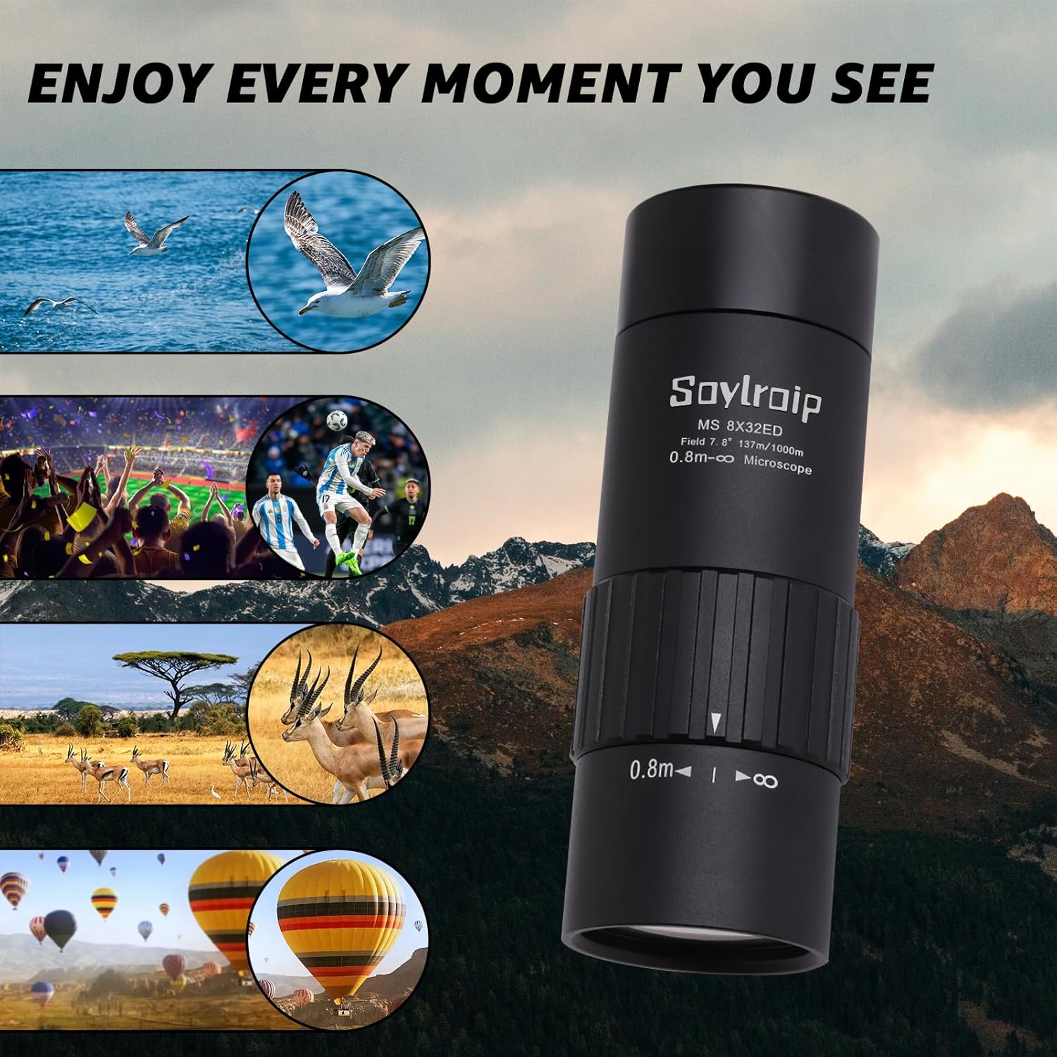 8x25 Compact Waterproof Monocular for Adults