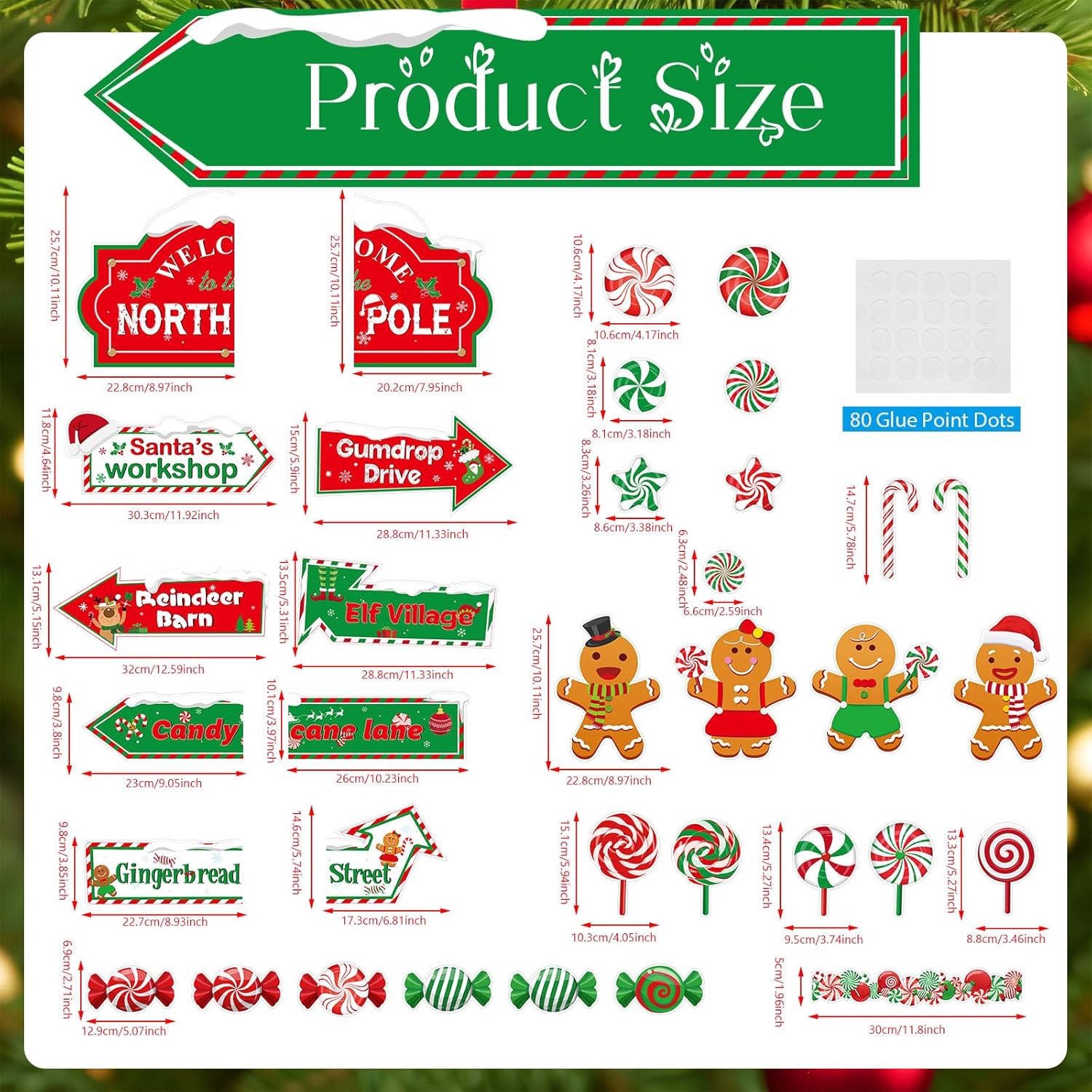 53 Pcs Christmas Bulletin Board Set with North Pole Sign