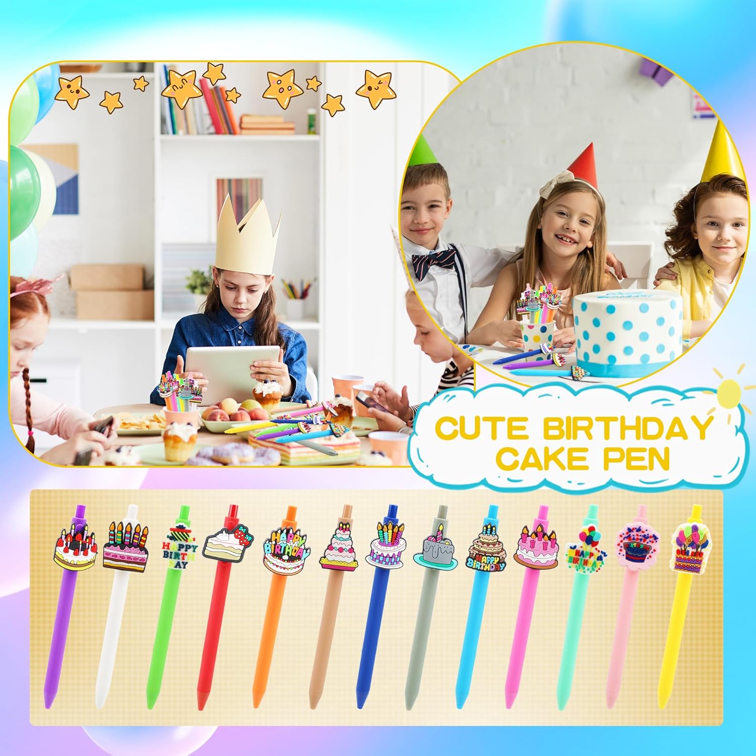 26 Pcs Cute Birthday Themed Ballpoint Pens