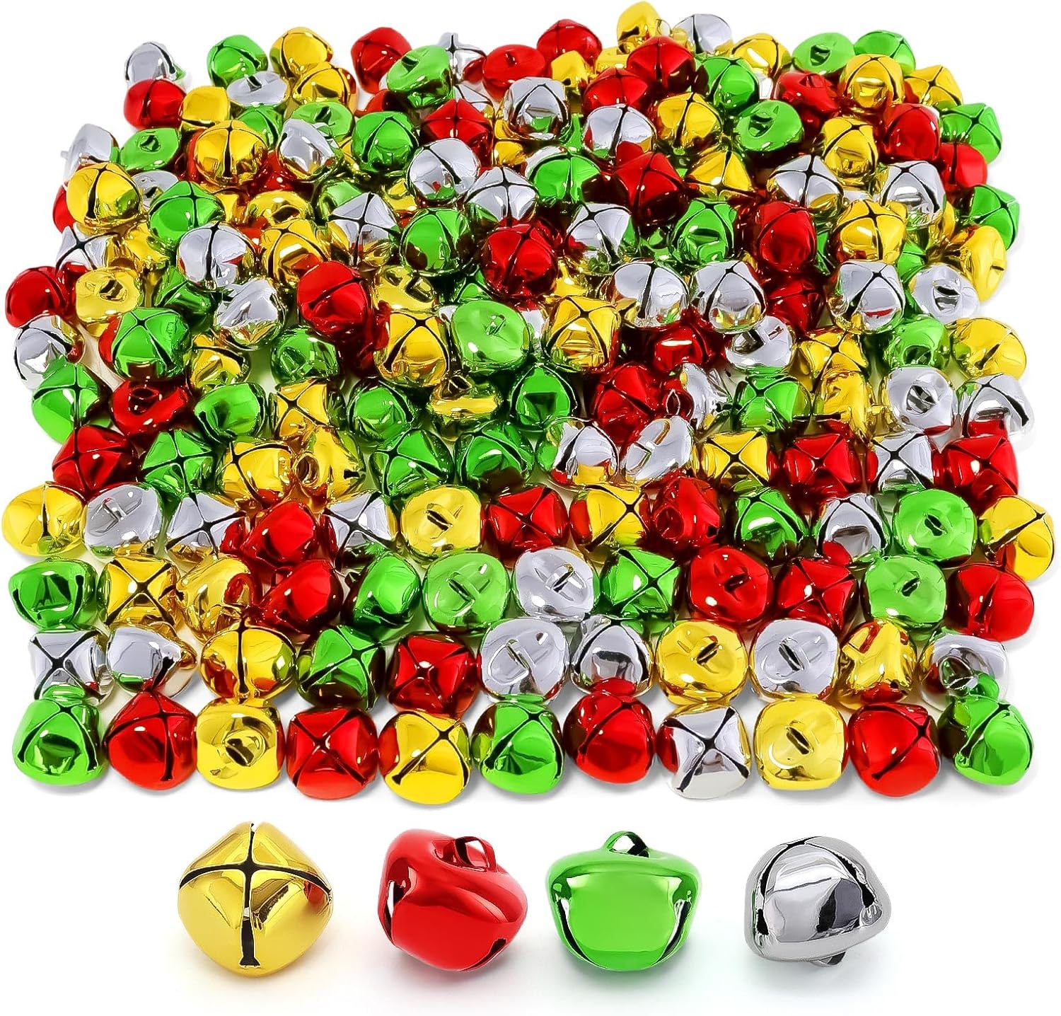 LIGHOON Jingle Bells 1 Inch Metal Craft Decor 50 Pcs