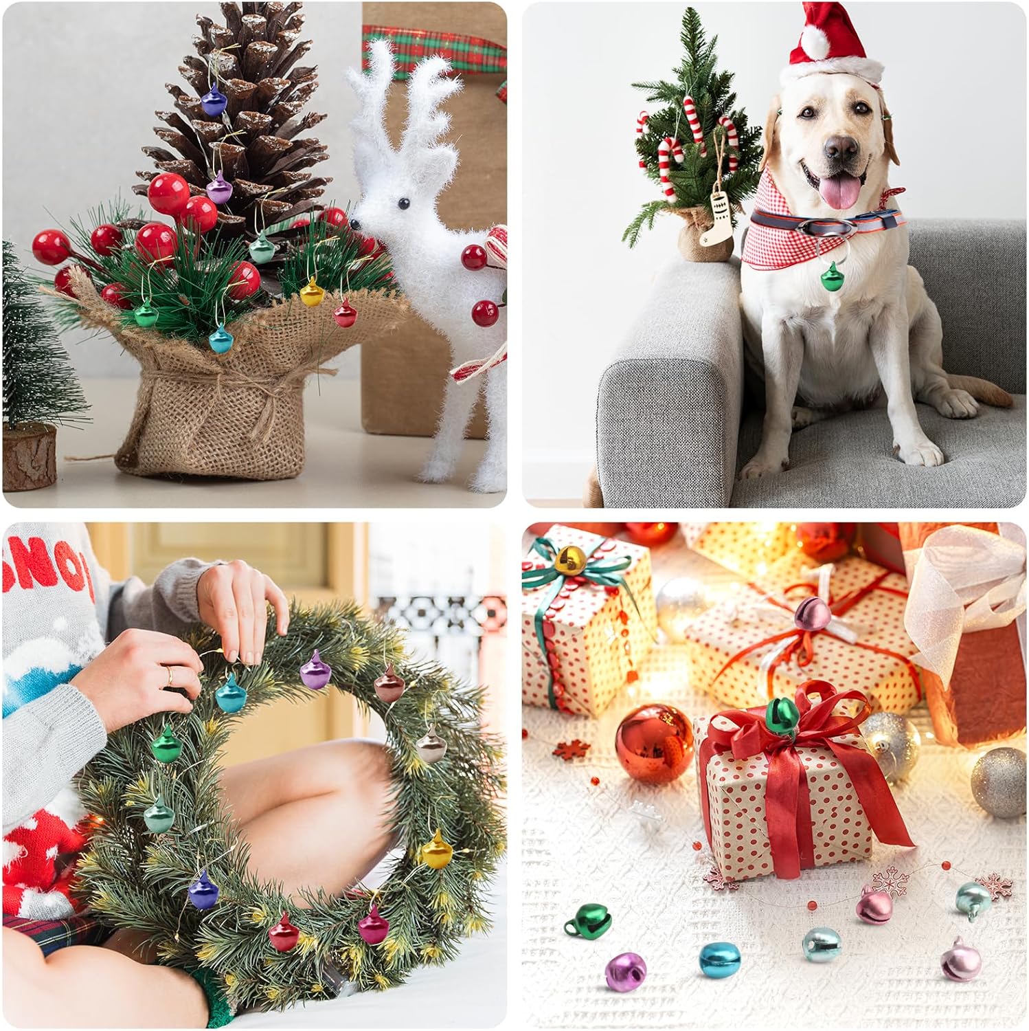 600PCS Multicolored Jingle Bells for Christmas Crafts