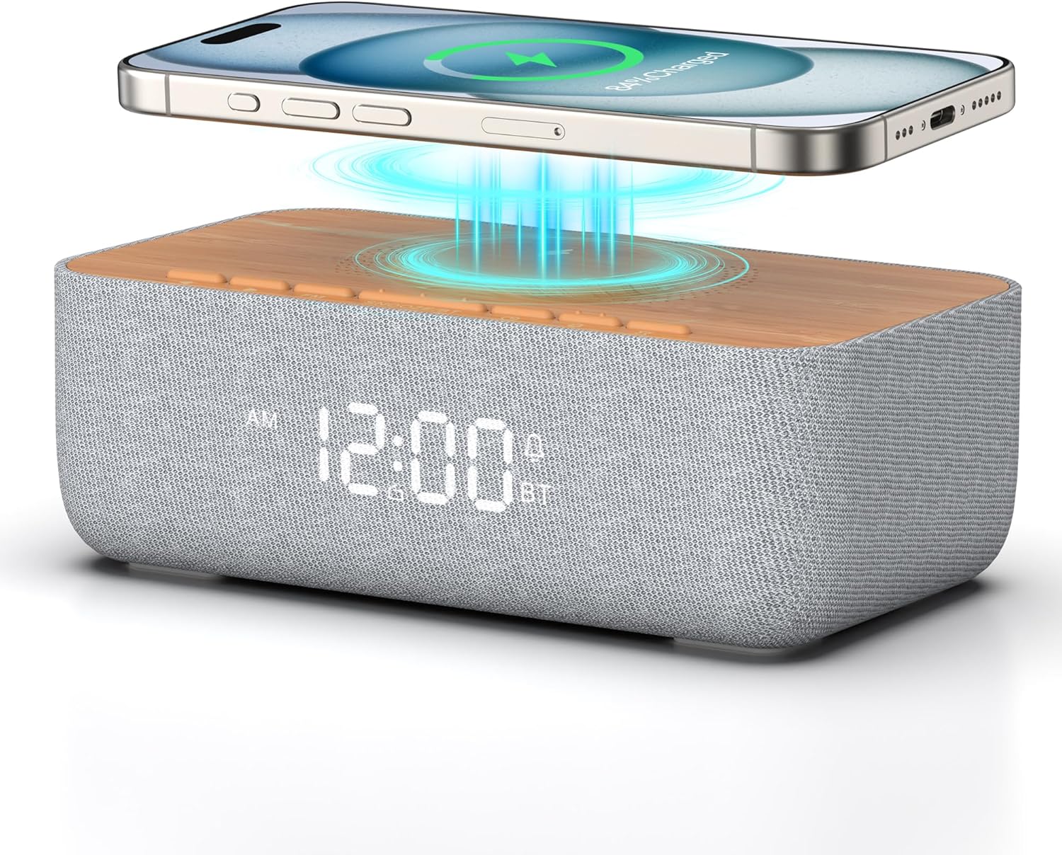 REACHER Alarm Clock Radio with Wireless Charging and FM Radio