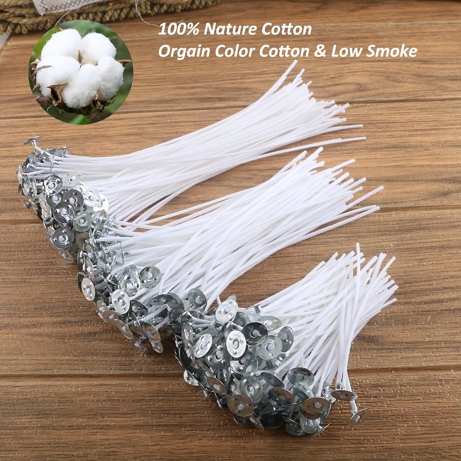 MILIVIXAY 300pcs Cotton Candle Wicks Kit with Stickers and Holders