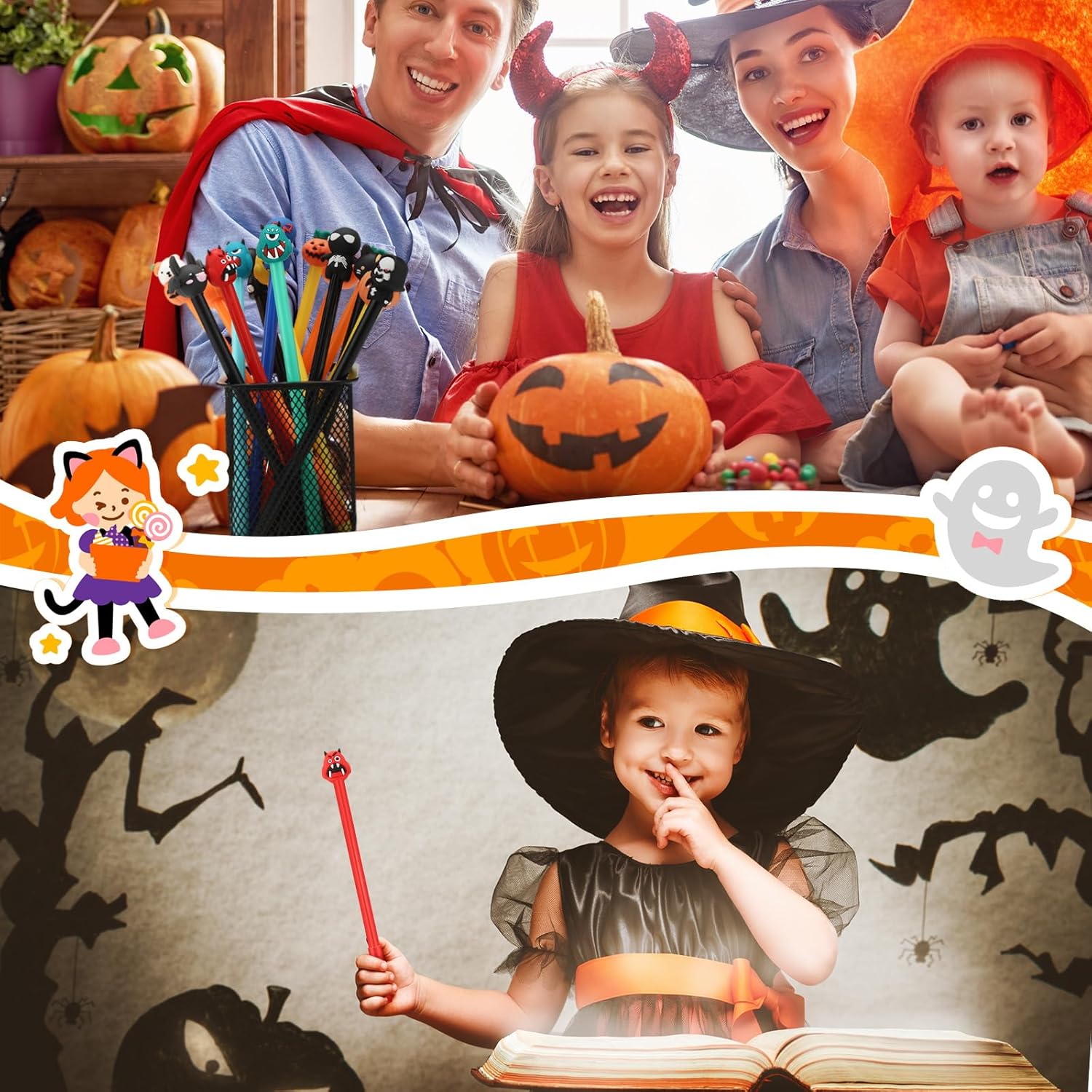 Yeaqee Halloween Gel Rollerball Pens 120 Pack 05mm Cute Cartoon Design