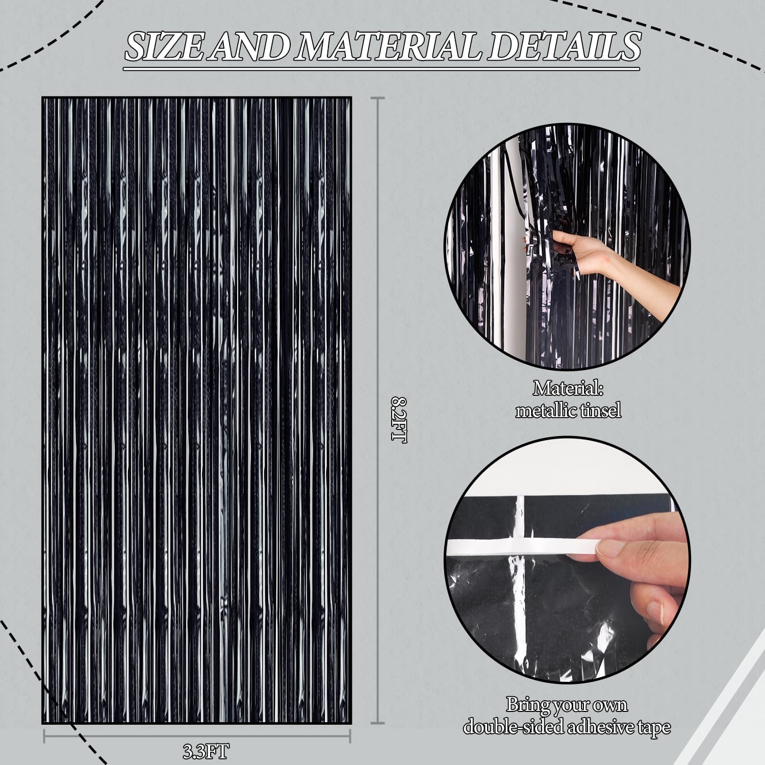 3 Pack Foil Fringe Curtains for Party Backdrops