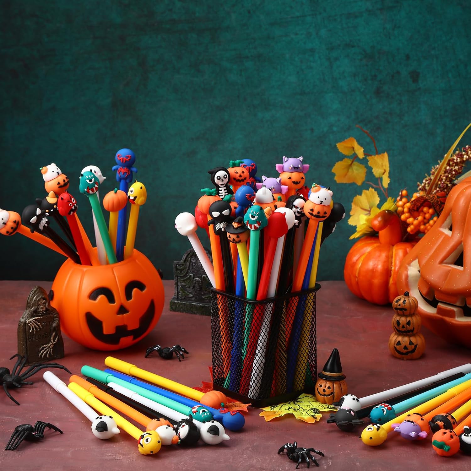 Yeaqee Halloween Gel Rollerball Pens 120 Pack 05mm Cute Cartoon Design