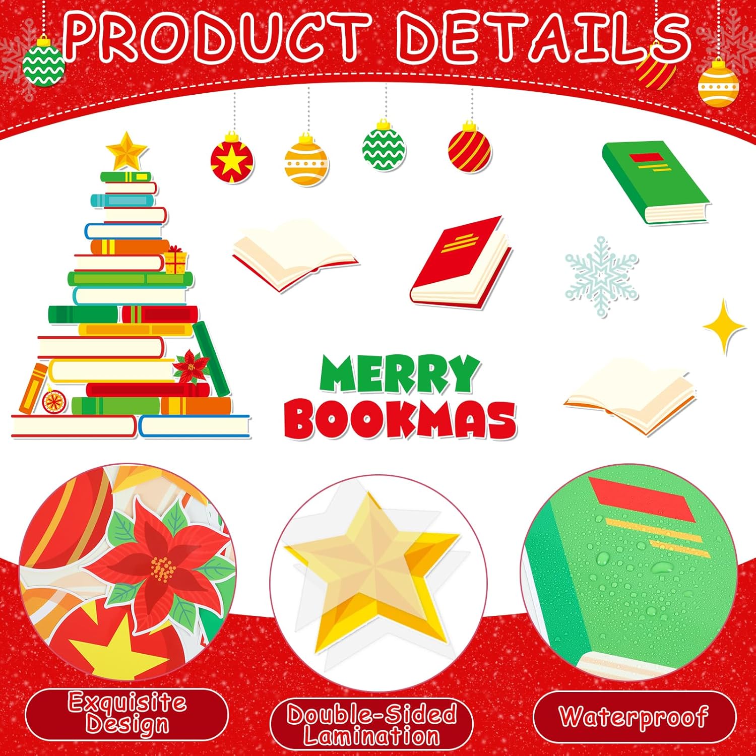 Christmas Bulletin Board Decoration Set with 74pcs Decorations
