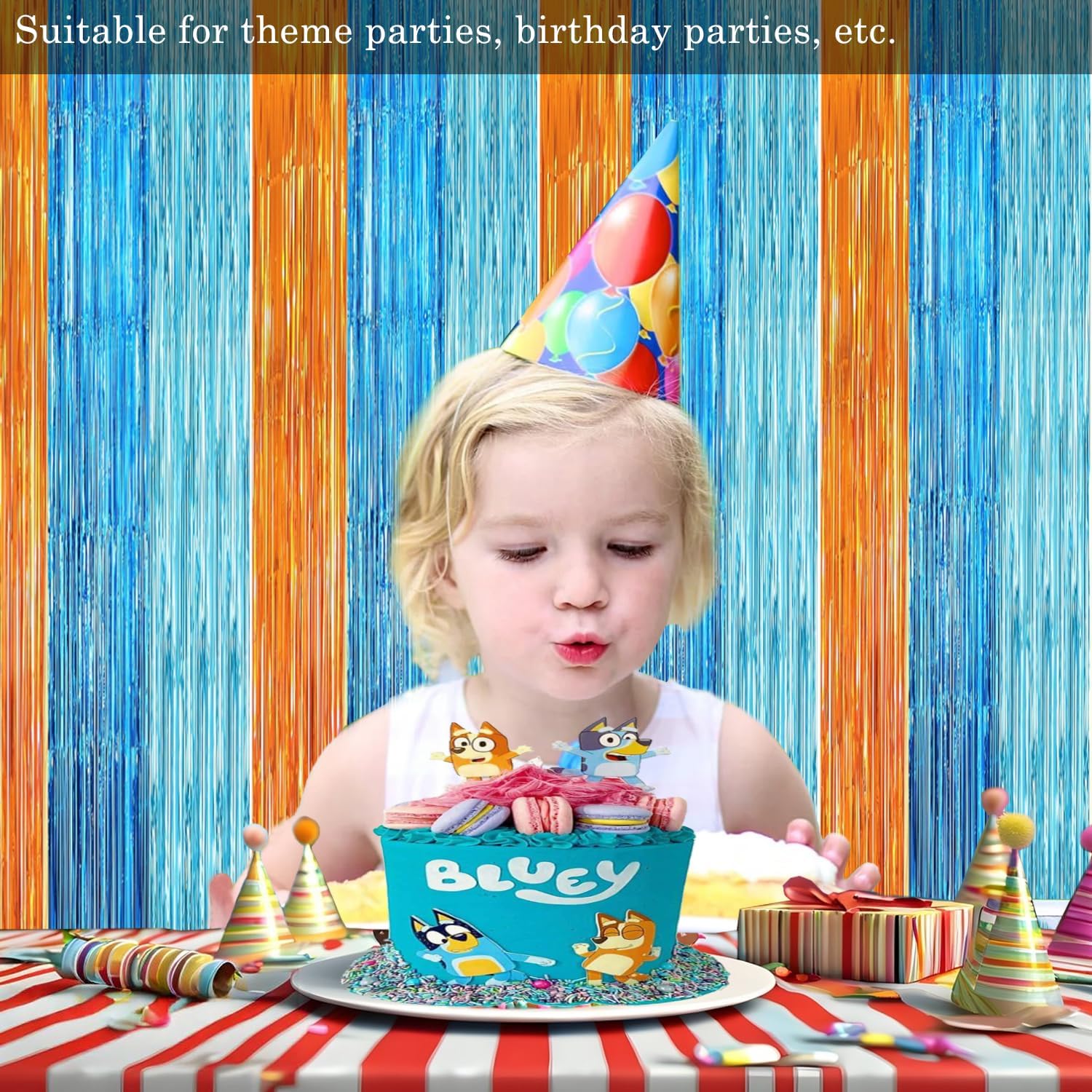 2 Pack Blue and Orange Streamers Party Decorations
