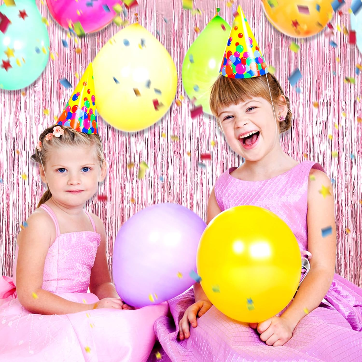 3 Pack Pink Foil Fringe Curtain Backdrop