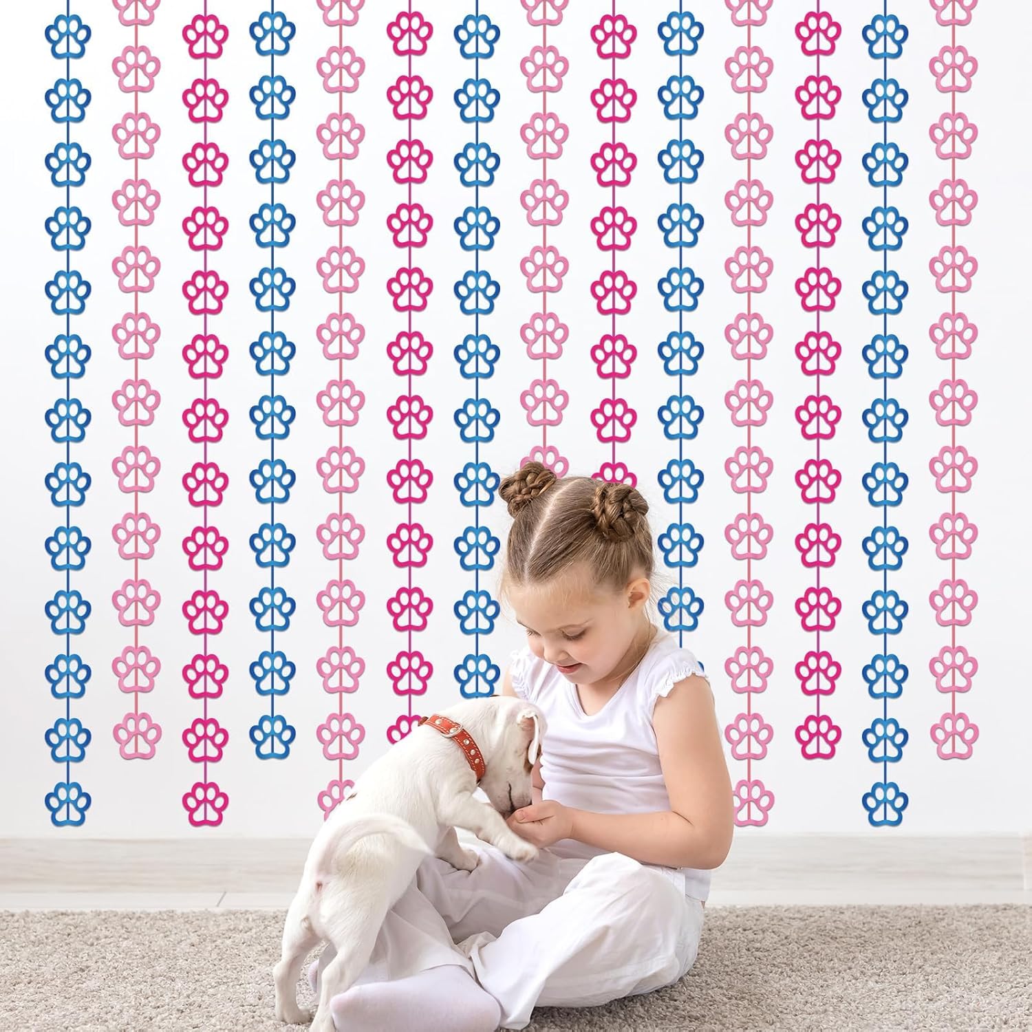 2 Pack Paw Birthday Decorations Blue and Pink