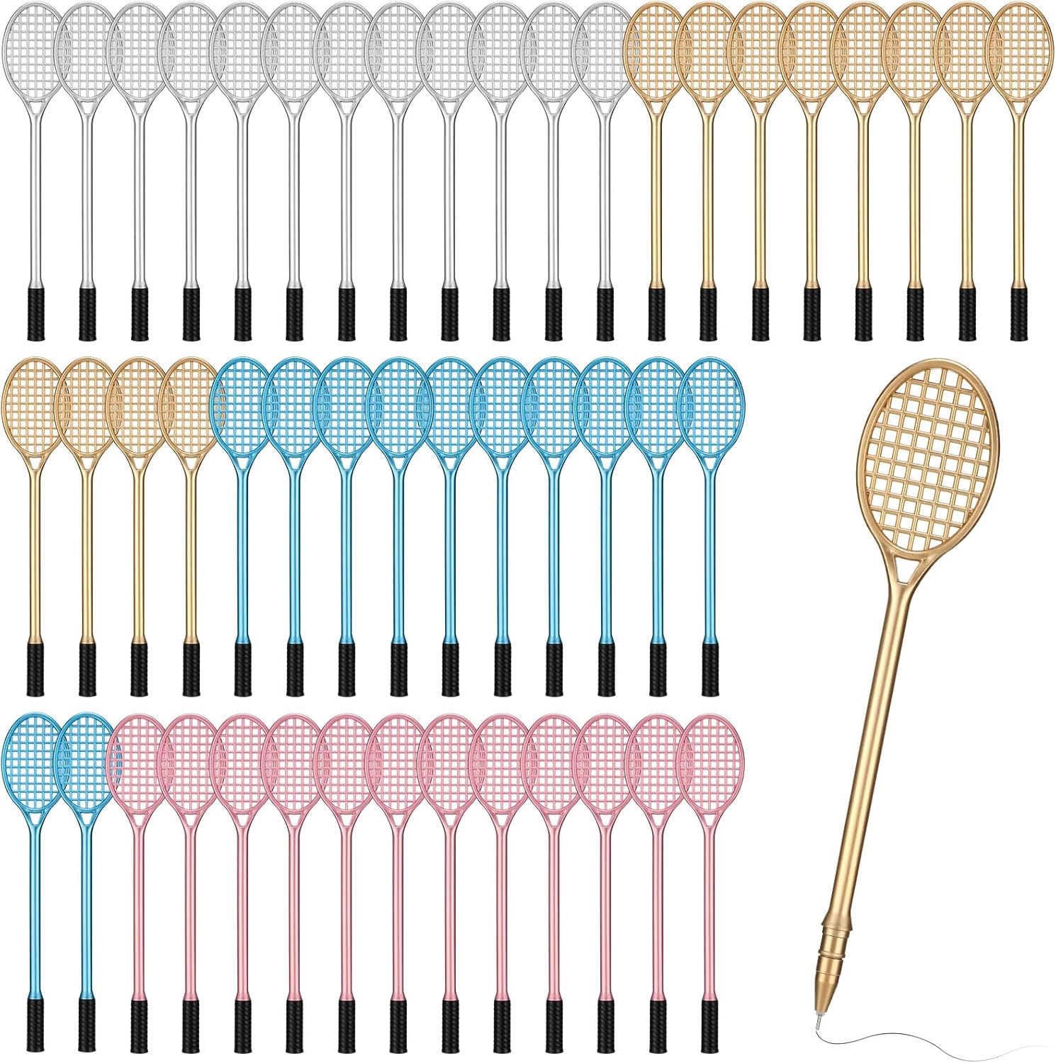 60 Pcs Tennis Racket Gel Pens for Parties and Stress Relief