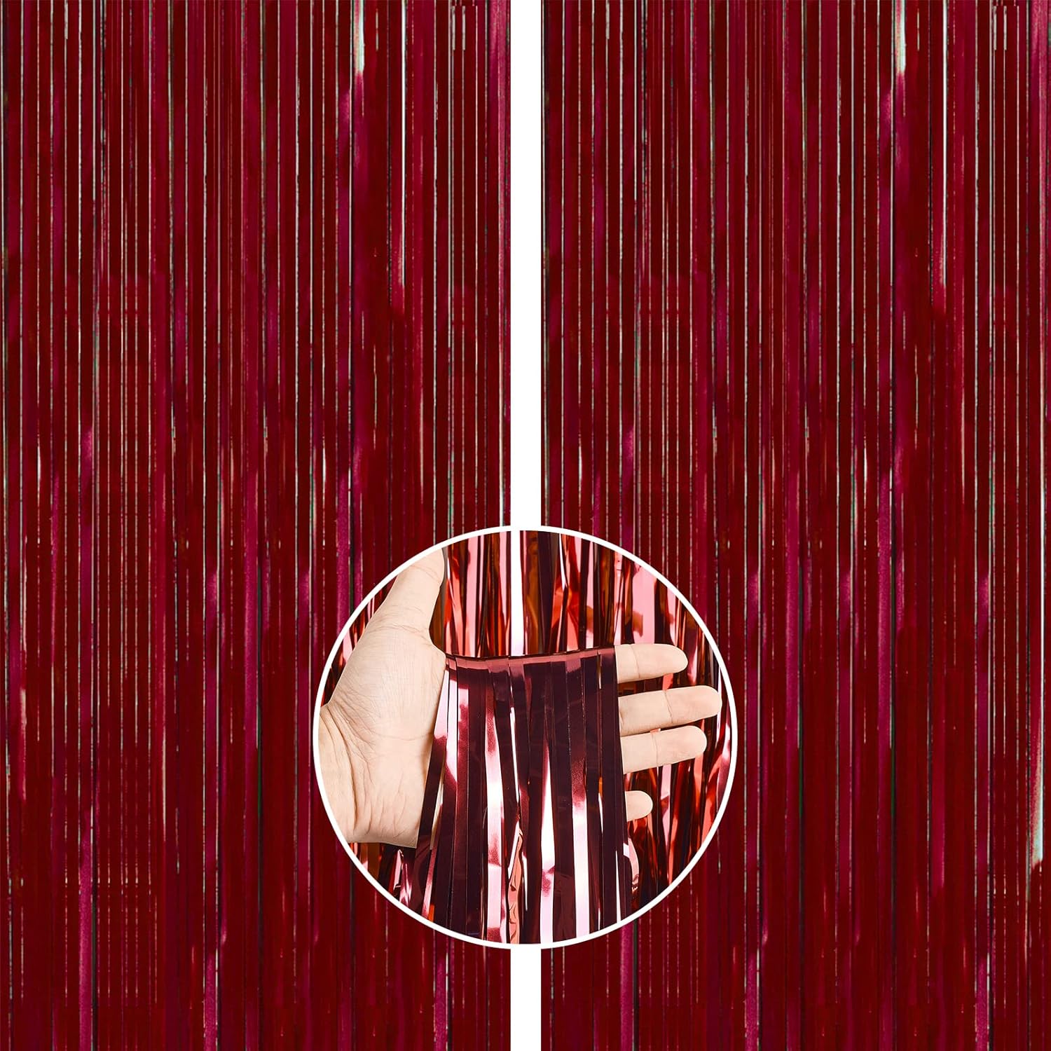PartyWoo Retro Red Foil Curtain 2pc 66x33ft