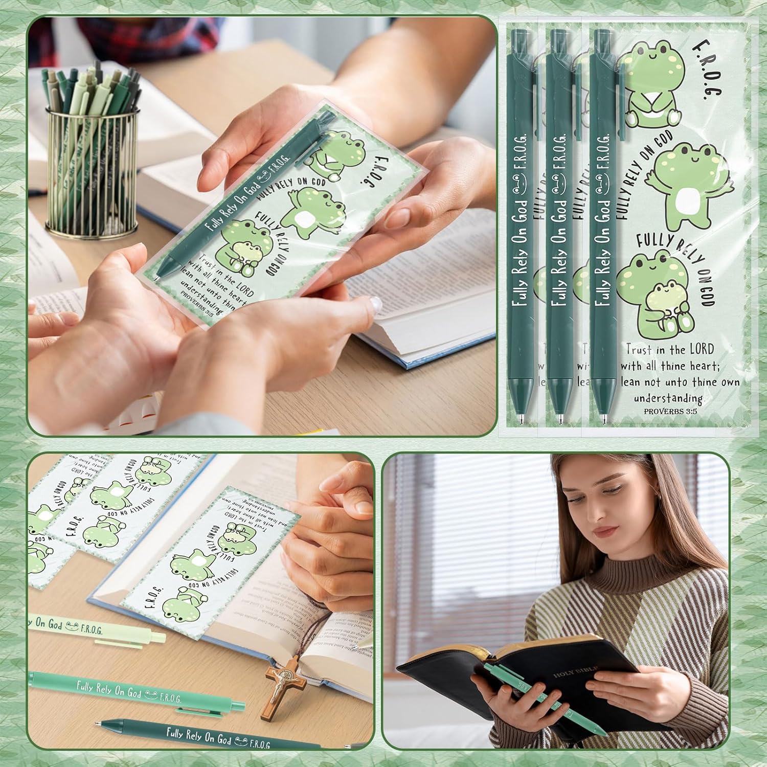 20 Piece Christian Gift Set with Frog Pens and Bookmarks