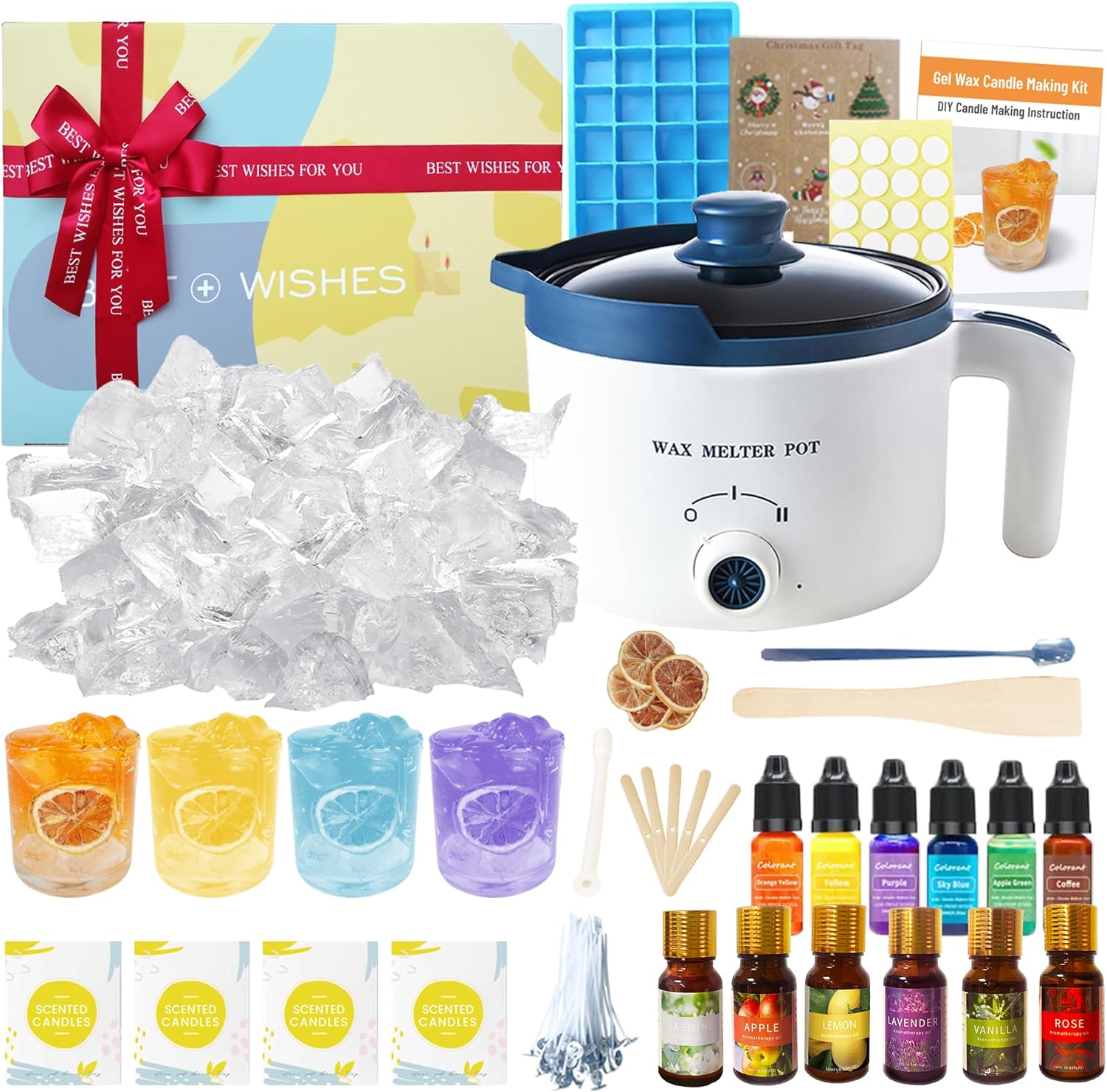 Gel Wax Candle Making Kit with Electric Melter and Accessories
