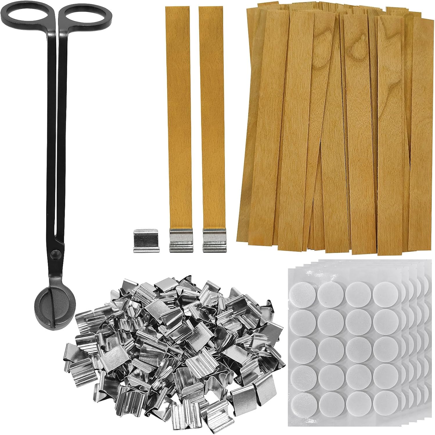 100 Wood Candle Wicks with Iron Stand and Trimmer for DIY