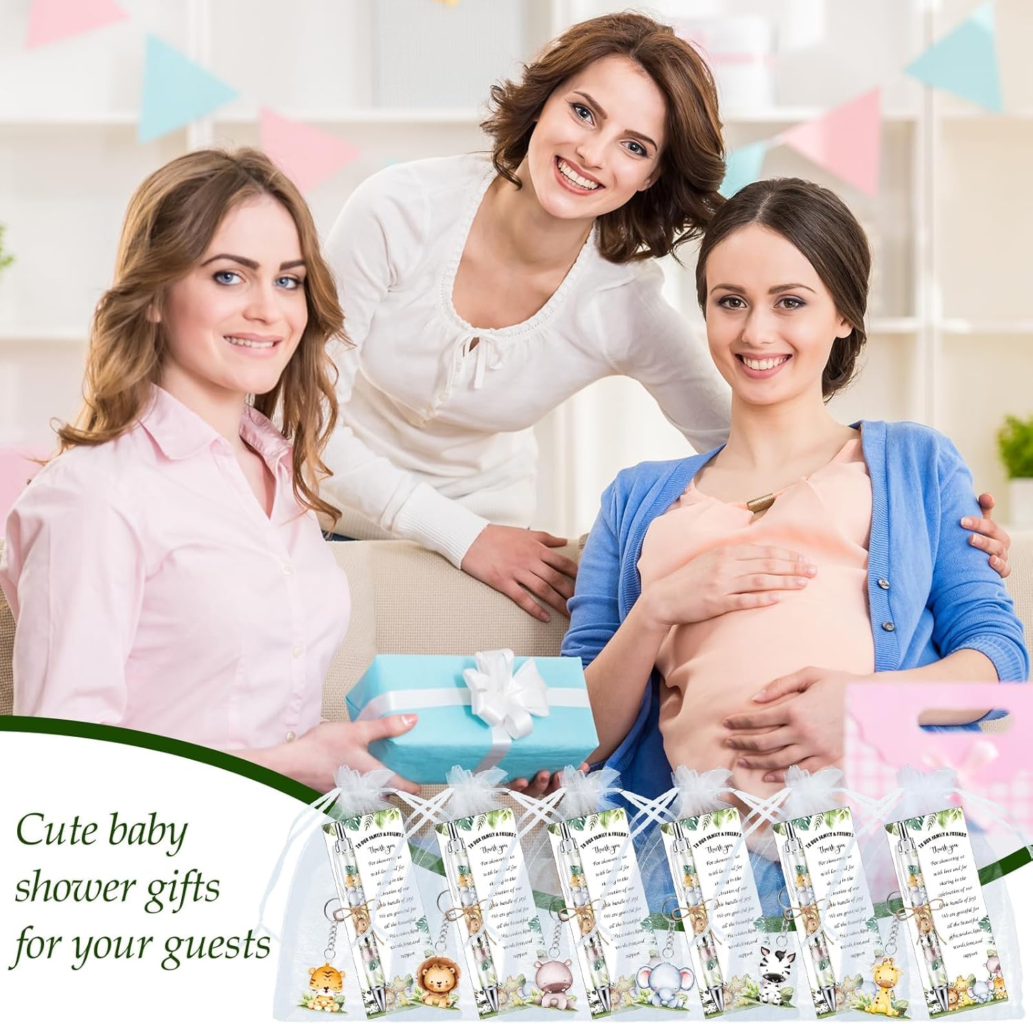 97 Pieces Baby Shower Gift Set Pens Keychains Cards