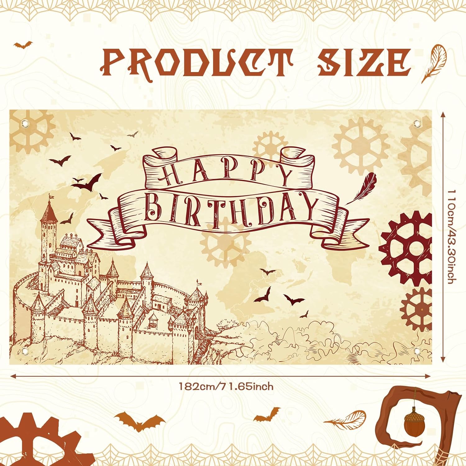 Wizard Party Backdrop Banner Magic School Castle Happy Birthday Decoration