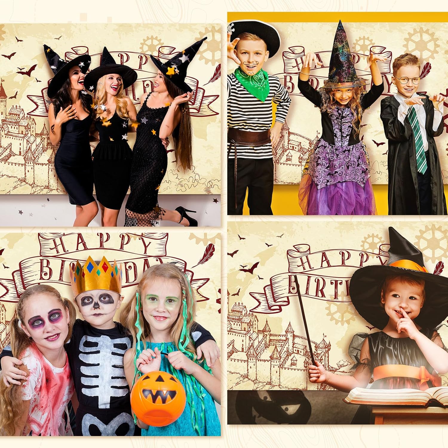 Wizard Party Backdrop Banner Magic School Castle Happy Birthday Decoration