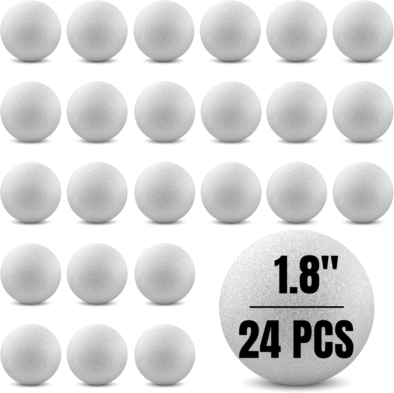 Round Foam Balls for Crafts - 24-Pack 18-Inch White XPS Spheres