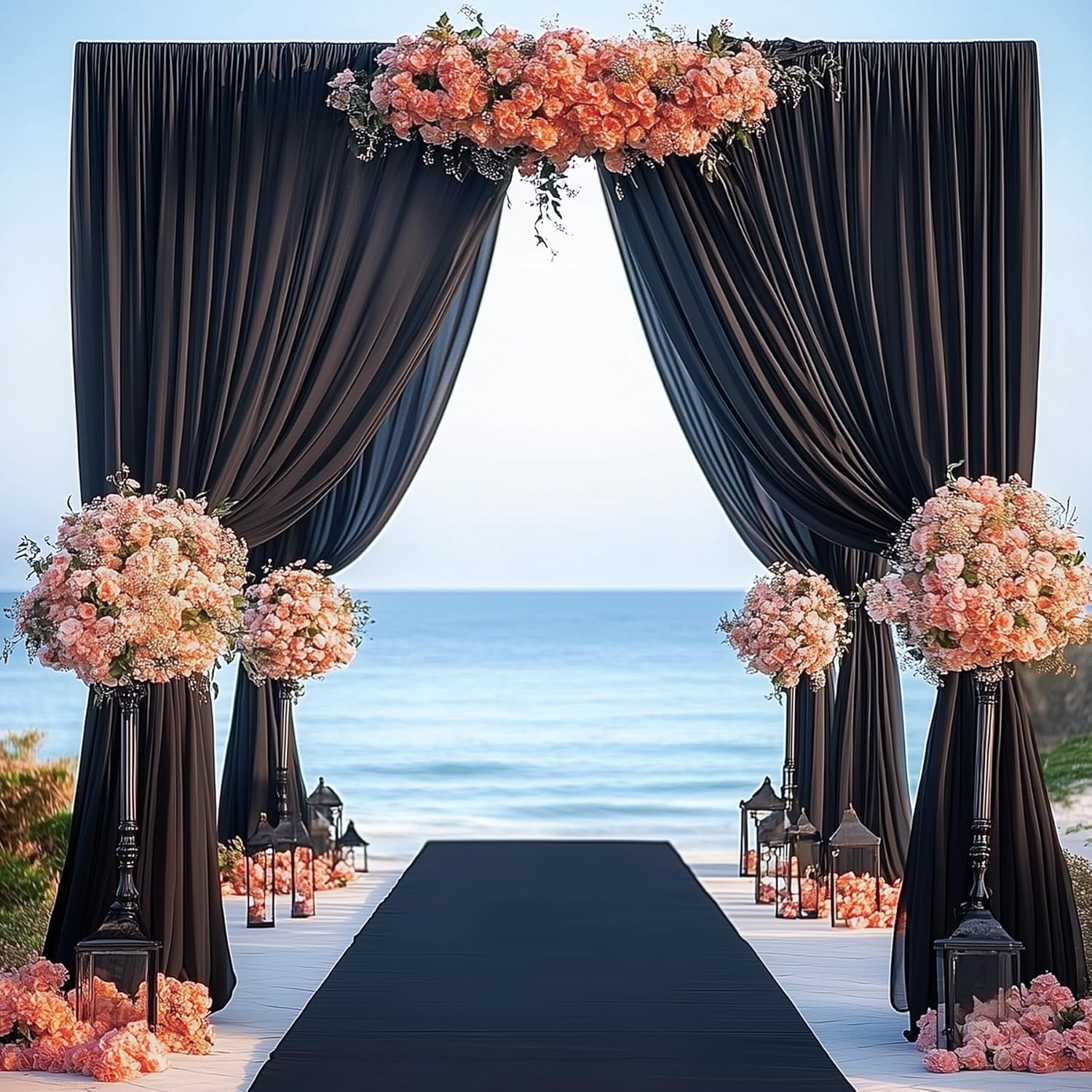 10ft x 12ft Wrinkle Free Black Backdrop Curtain 2 Panels