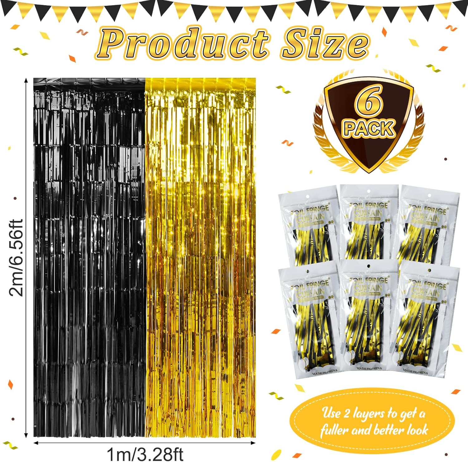 Zachely 6 Pack Graduation Foil Fringe Curtain Backdrop Decorations