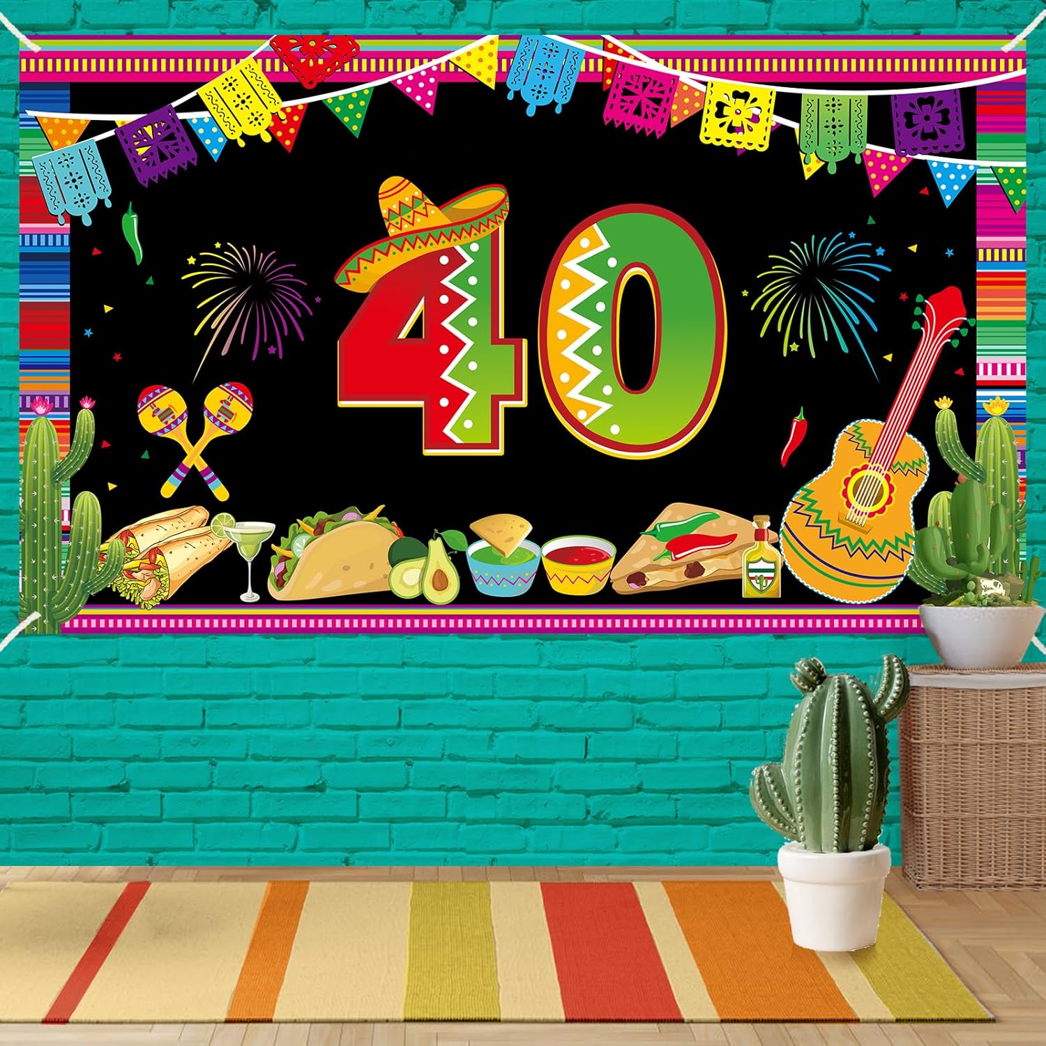 Happy 40th Birthday Banner Backdrop Decor for Men Women