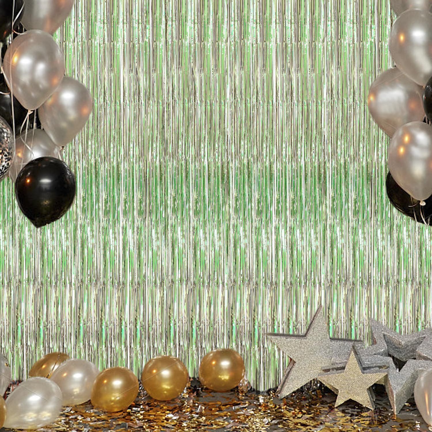 2 Pack Foil Fringe Curtains for Party Decorations