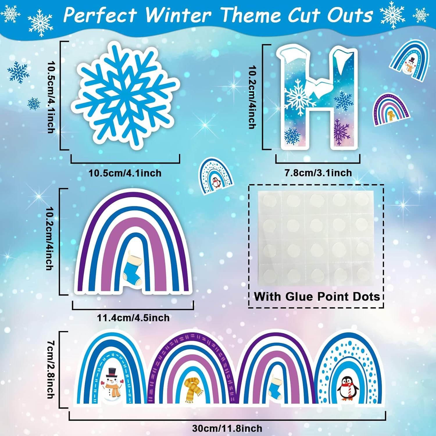 Winter Boho Rainbow Bulletin Board Decorations Set