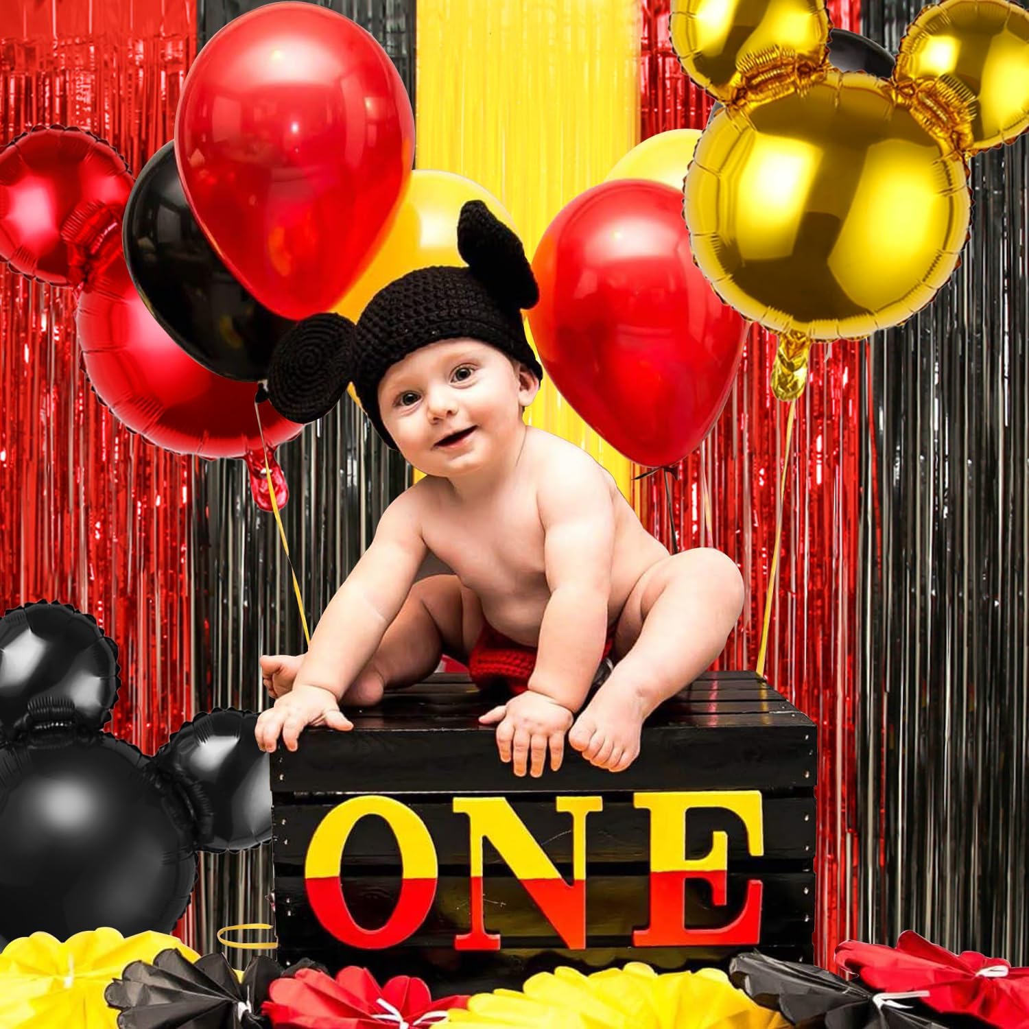 Cartoon Mouse Birthday Decorations Photo Booth Backdrop