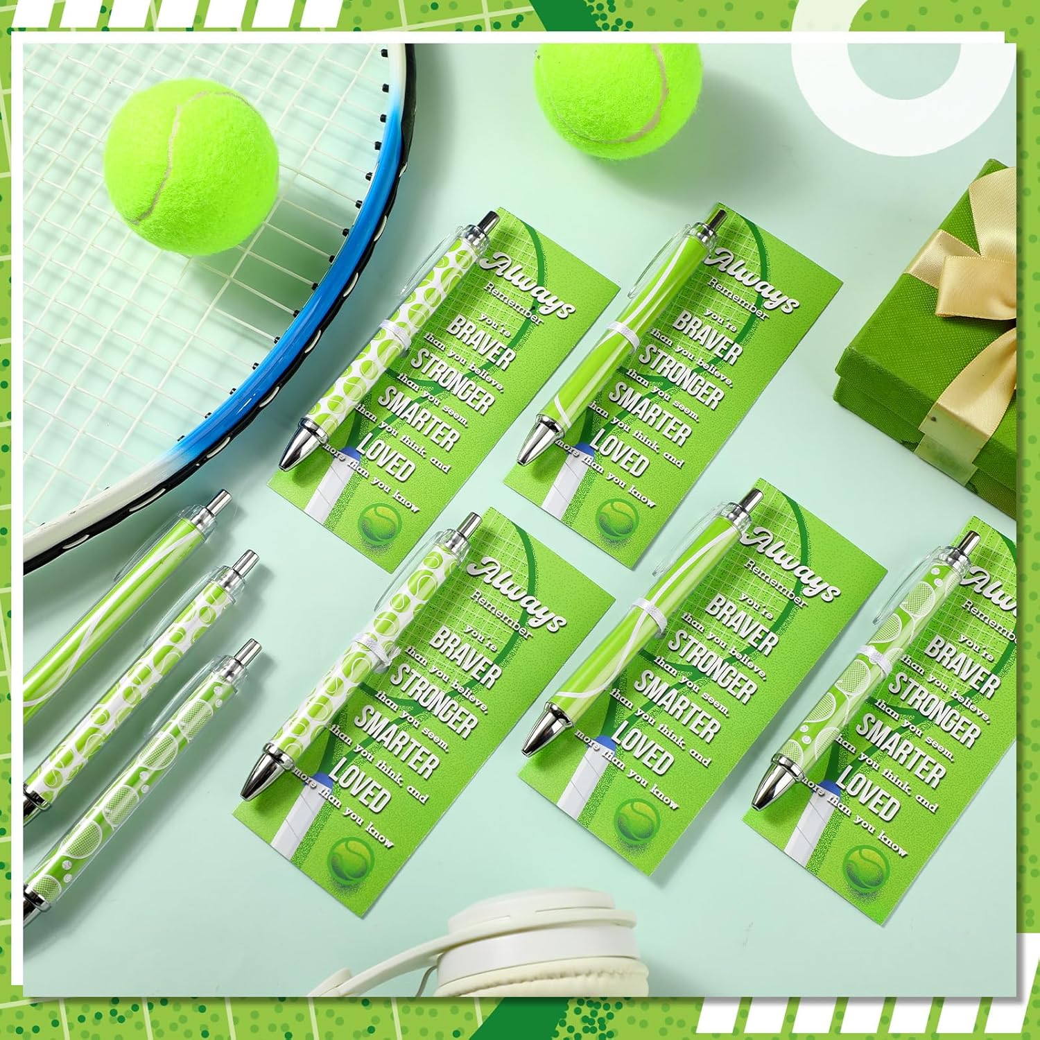 60 Pcs Tennis Party Favors Set with Pens and Cards