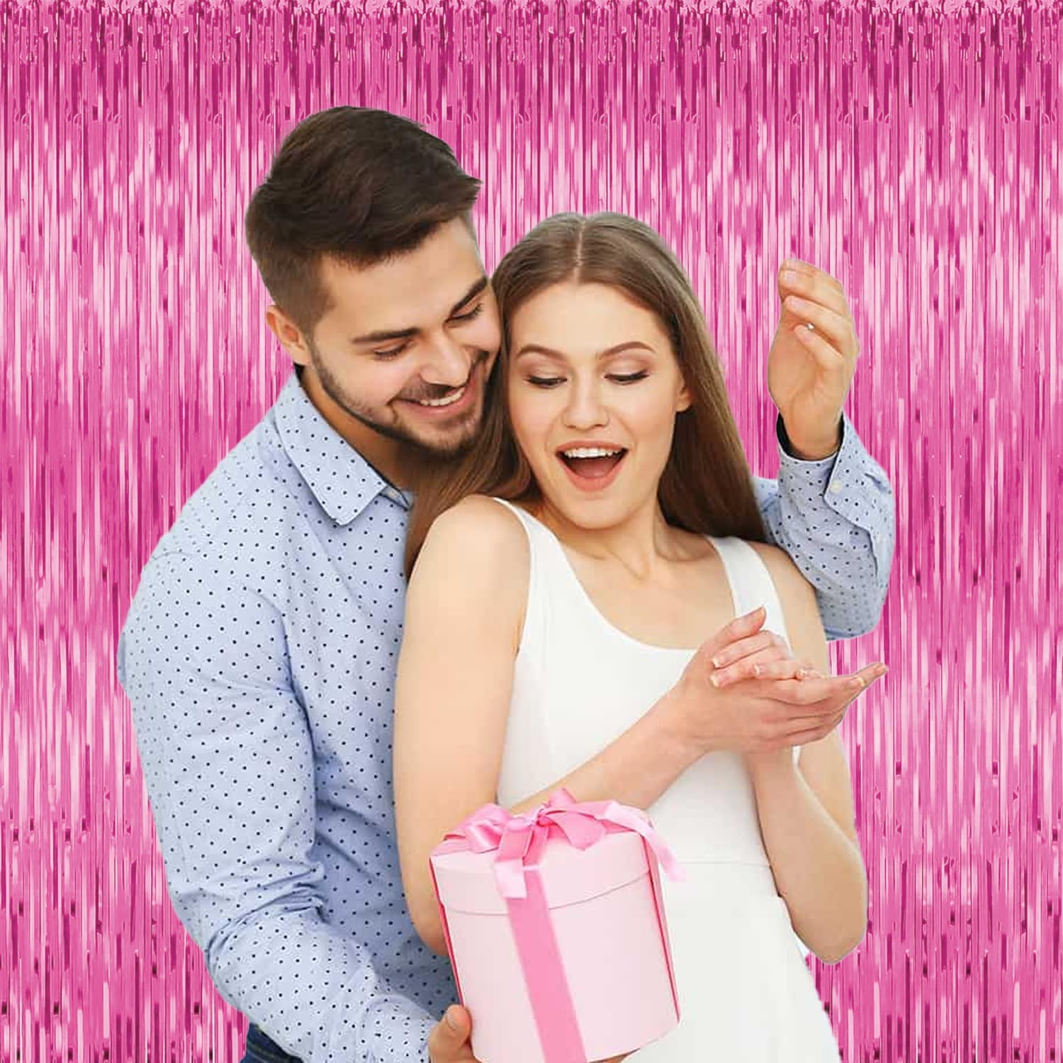 3 Pack Pink Tinsel Backdrop Decorations